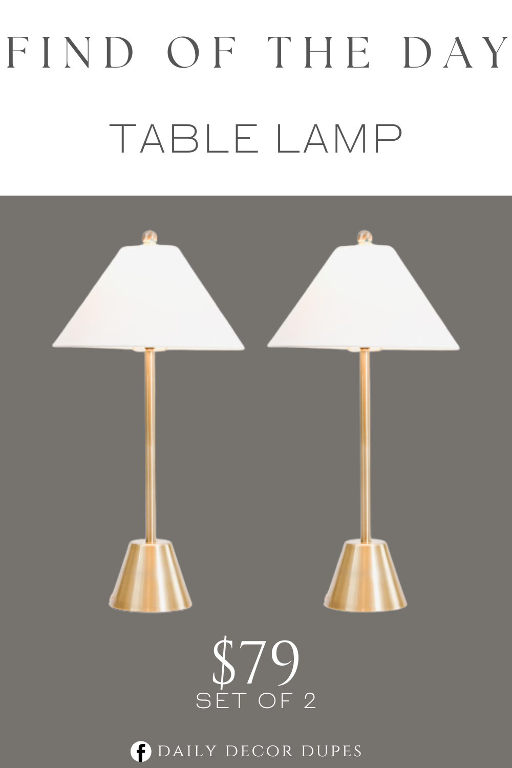 Find of the Day Buffett Coolie Shade Table Lamps. Set of 2, removable shade, gold tone hardware. 3-way switch. Made from Metal.