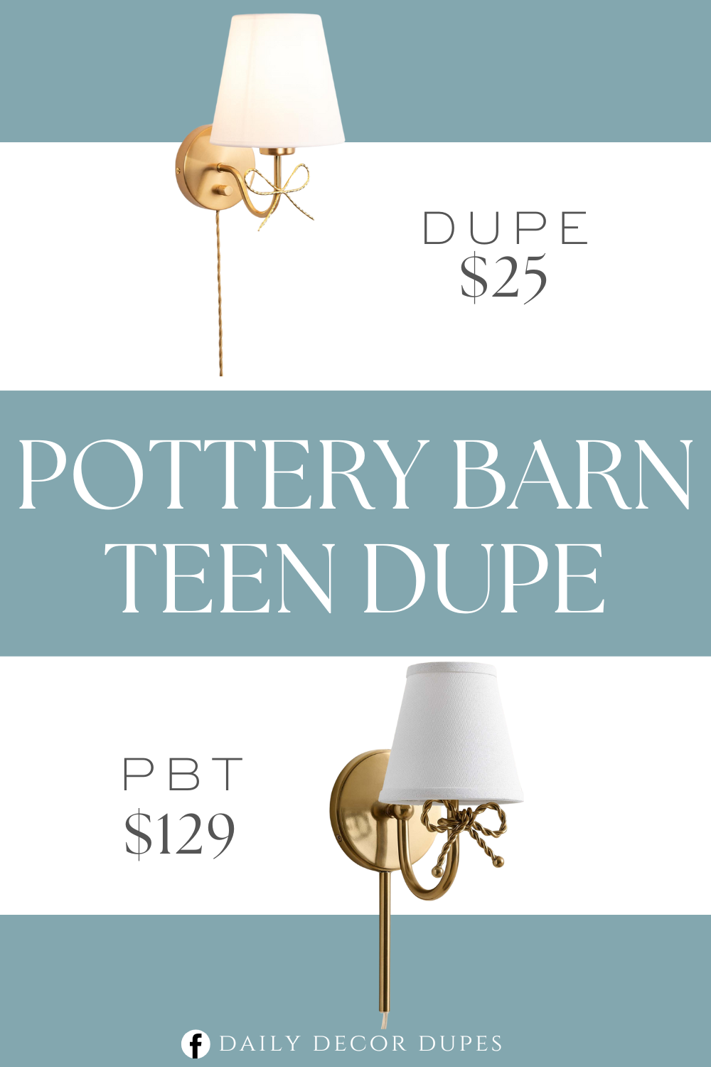 Pottery Barn Teen Forget-Me-Knot Bow Sconce Dupe. Bow design. Made from metal and color brass. Antique style.