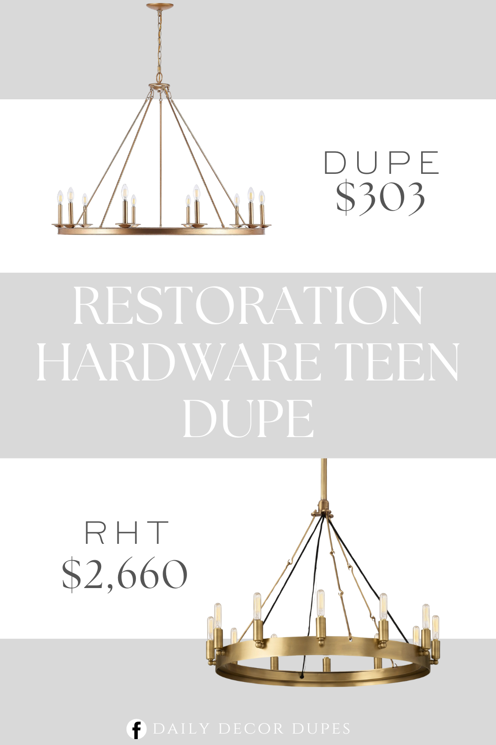 Restoration Hardware Teen Camino Vintage Round Chandelier Dupe. Color gold. Metal material. Modern Luxury style. Ceiling light fixture.