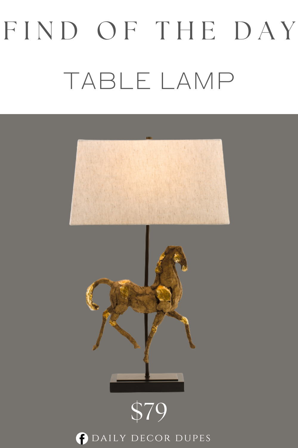 Find of the Day Gallop Table Lamp. Rectangle lamp shade, horse motif. 3-way switch.