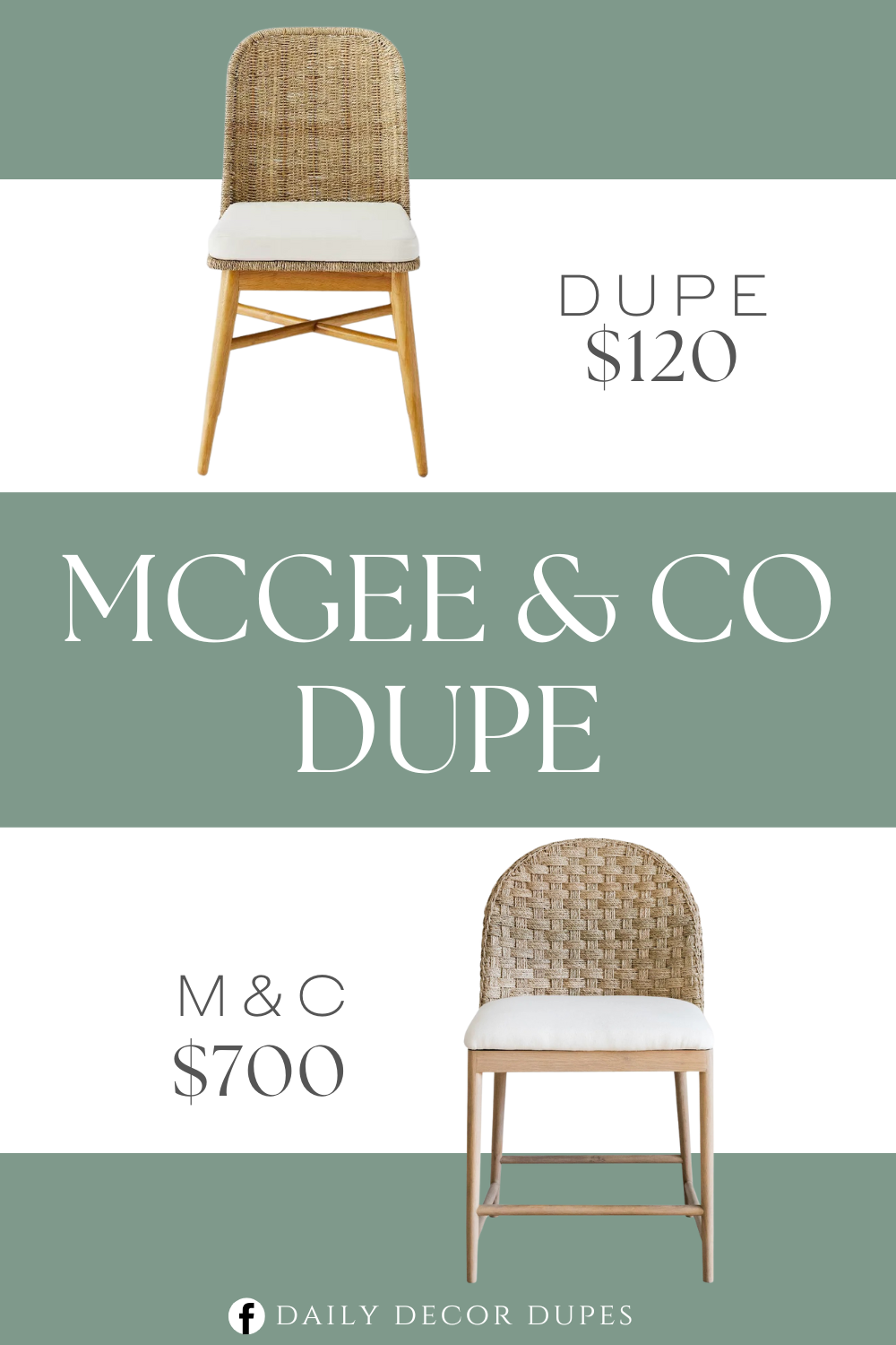 McGee & Co Molly Dining Chair Dupe. Woven dining chair adds traditional charm. Wood-like metal legs lend natural flair. Cream cushion helps you stay comfy.