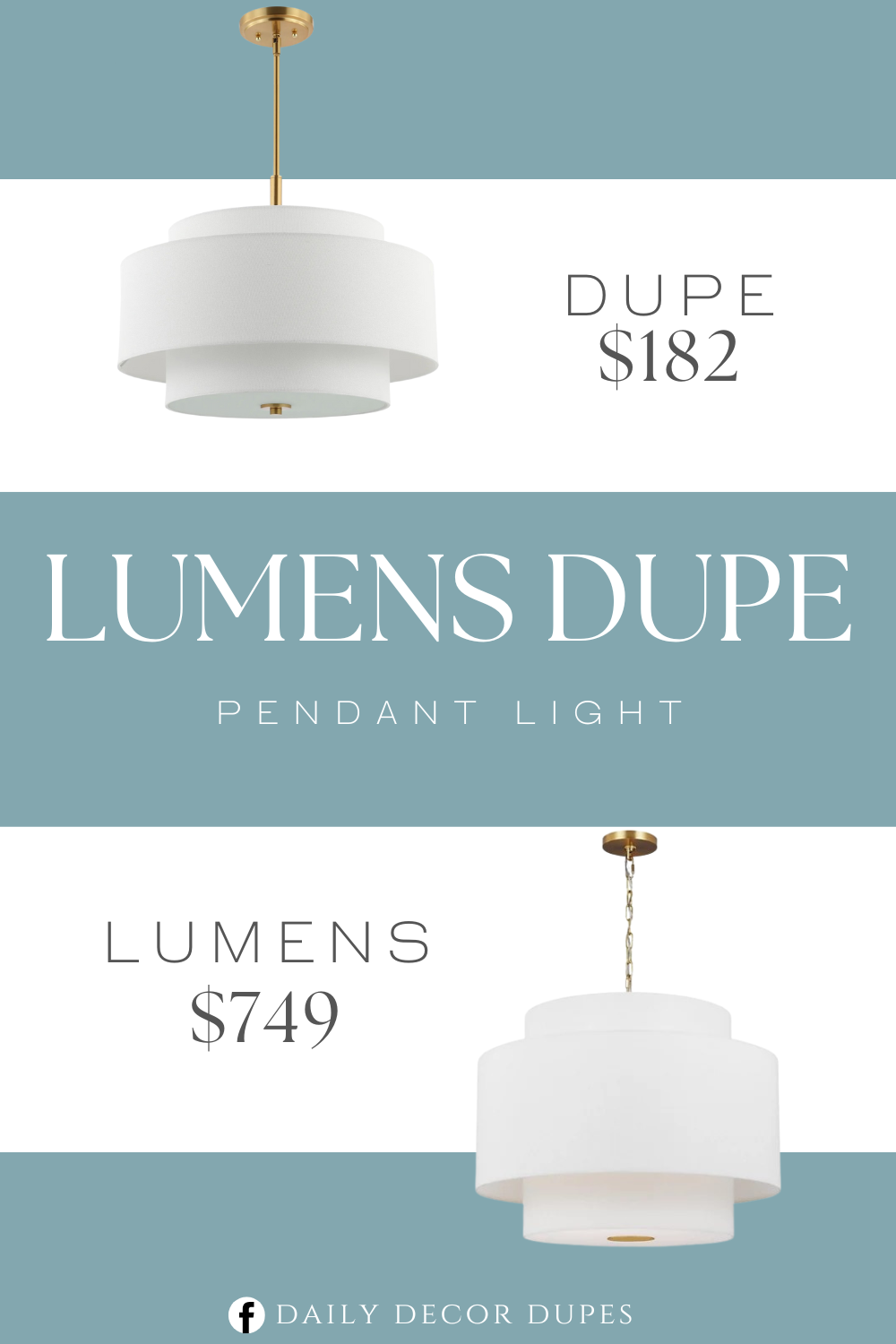 Lumens Sawyer Drum Pendant Light Dupe. This 3-light pendant adds modern flair to your space with its layered shade. It includes a canopy and download in metal with a brass gold finish.