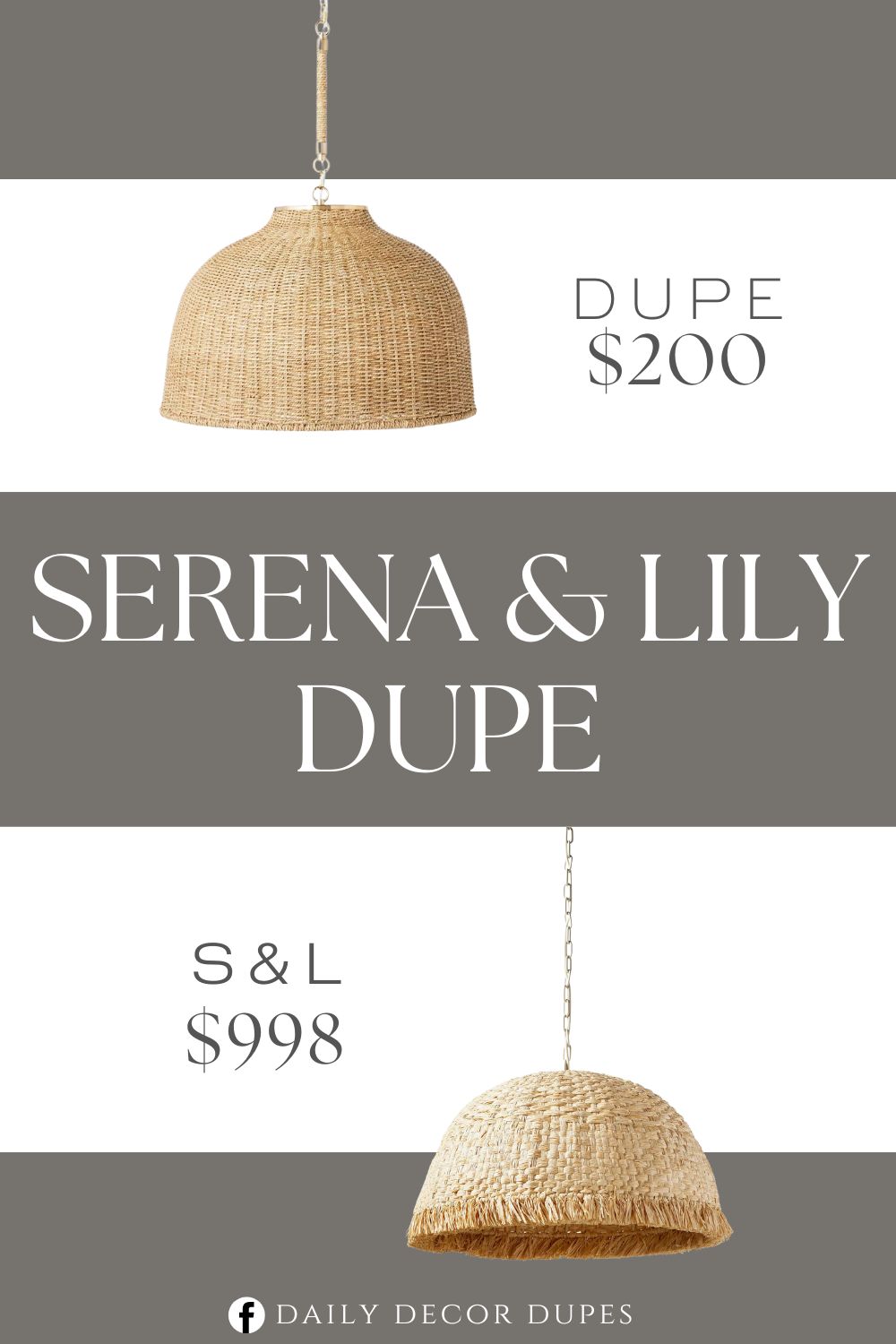 Serena & Lily Palma Pendant Light Dupe. This domed ceiling light is made from natural-hued woven seagrass for an earthy and airy piece you'll love.