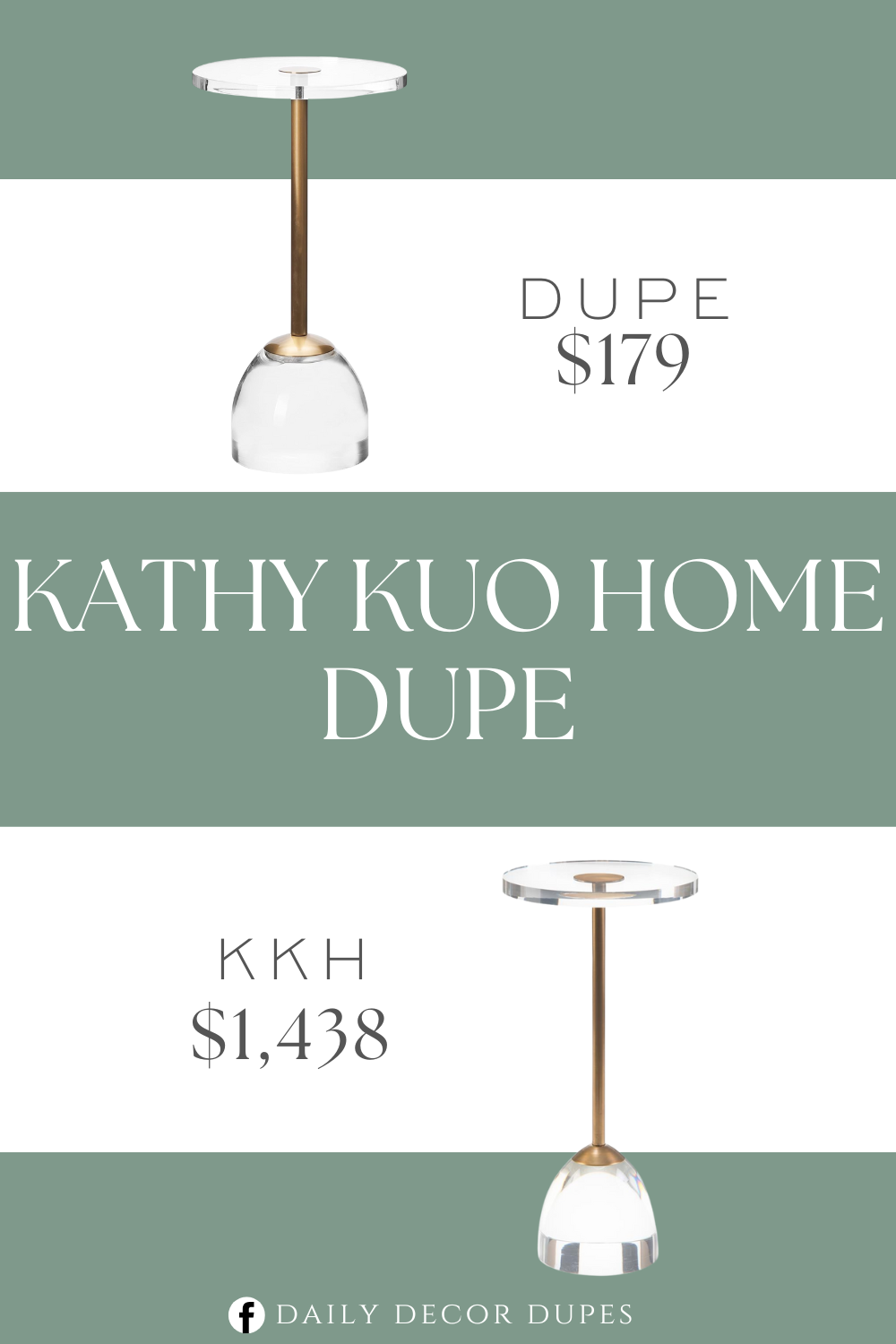 Kathy Kuo Home Classic Brass Acrylic Martini Side End Table Dupe. Made of top-quality clear acrylic,and textured metal.Sturdy and stable.