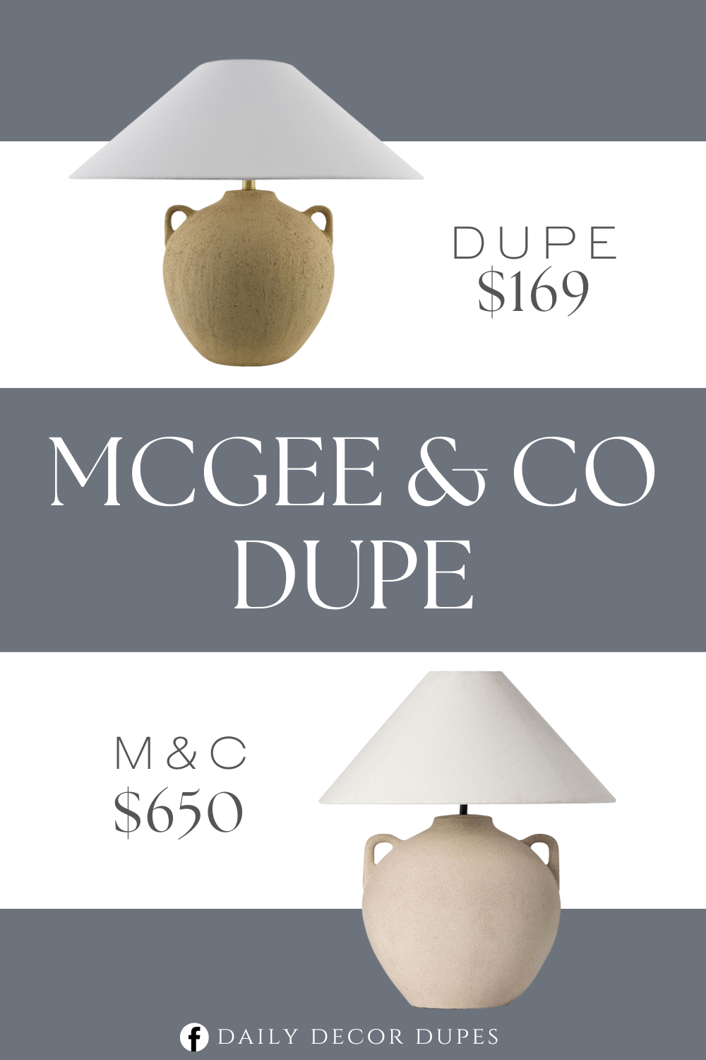 McGee & Co Mays Table Lamp Dupe. This lamp features a wide linen shade that adds an unexpected twist to its classic ceramic base.