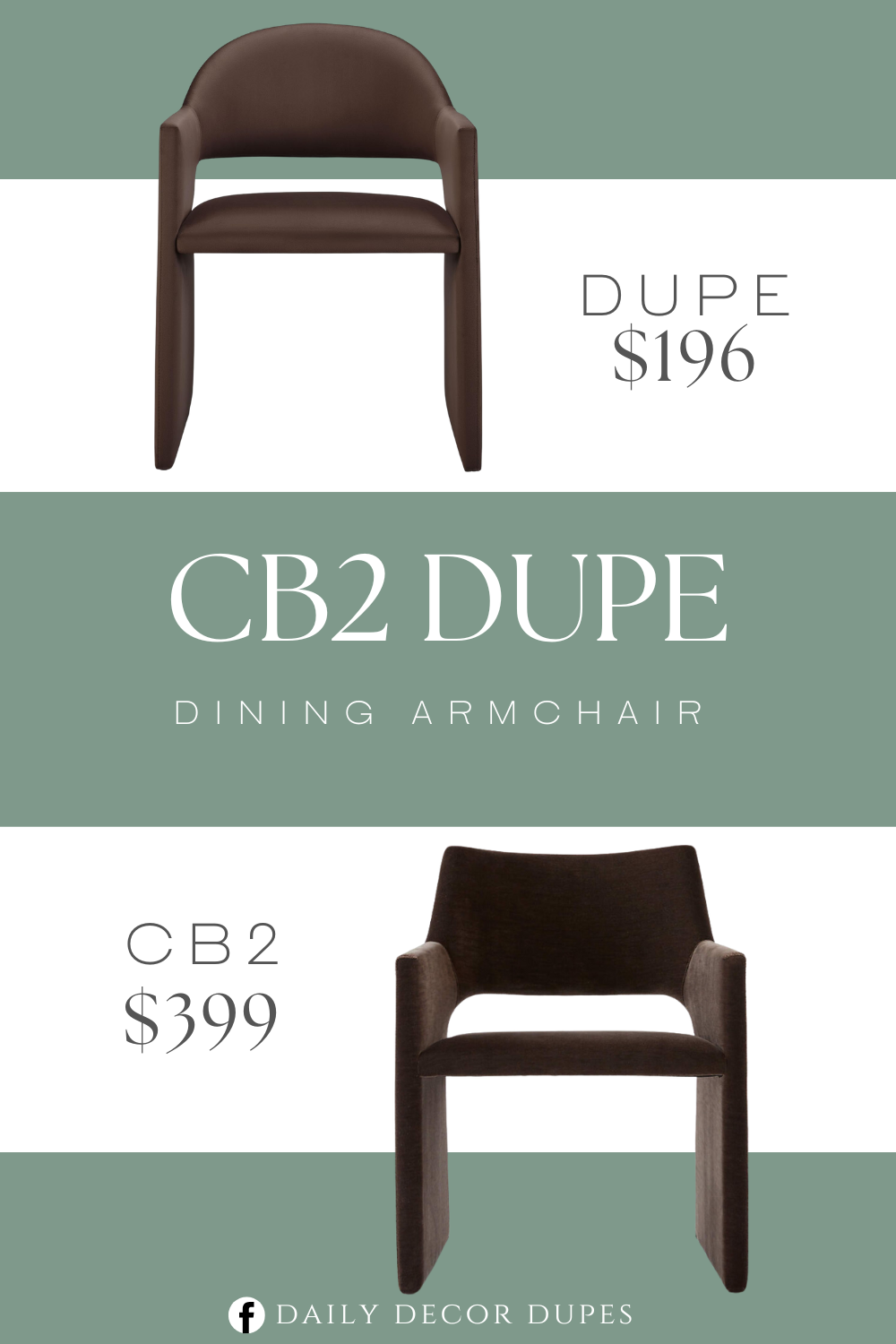 CB2 Foley Mink Velvet Dining Armchair Dupe. Featuring a gracefully curved backrest and angular armrests.