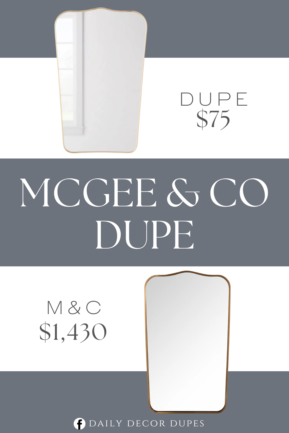 McGee & Co Josephine Mirror Dupe. Metal curved top mirror. Aluminum frame with gold finish. Wall mounted, mounting hardware included.