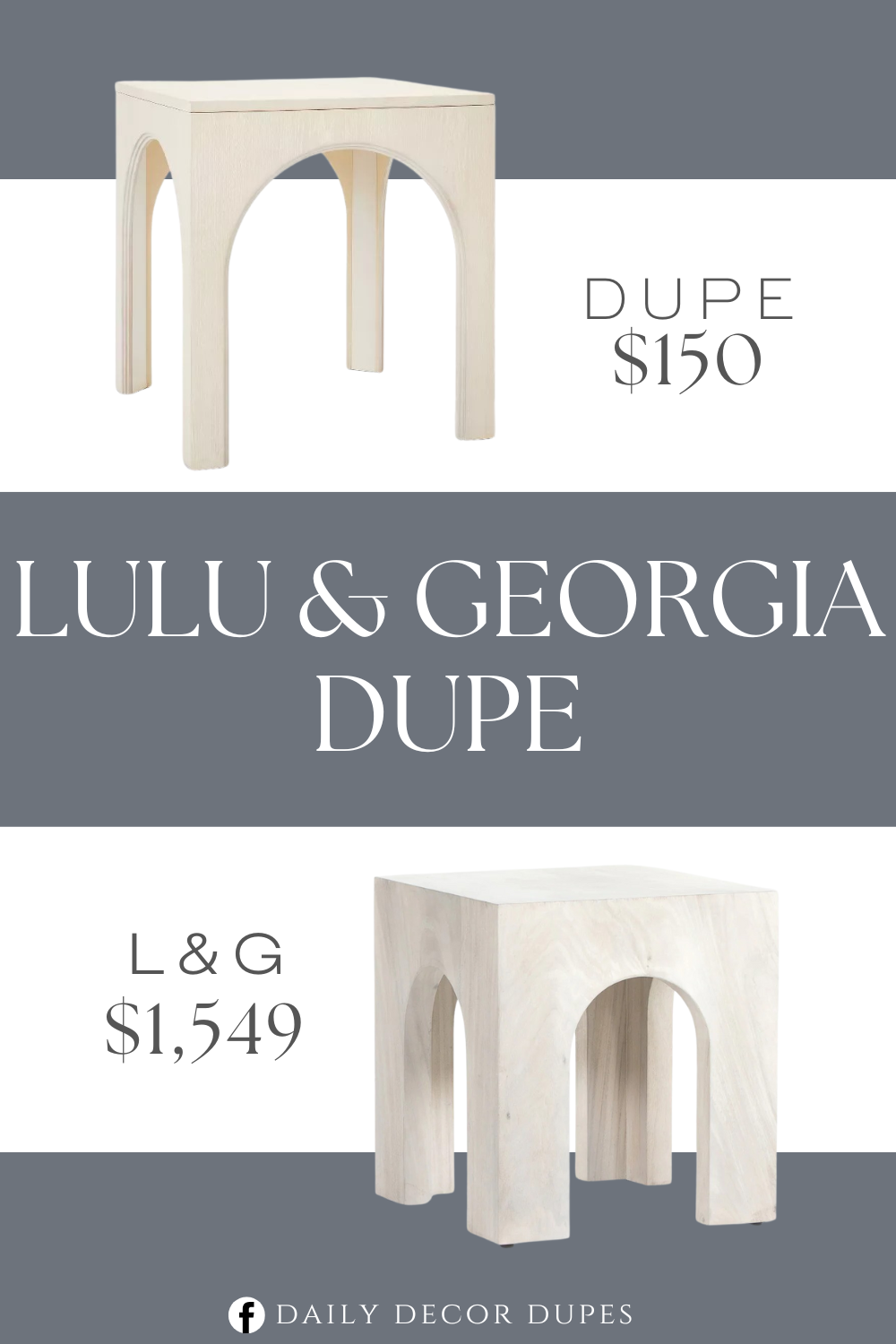 Lulu & Georgia Xian Side Table Dupe. Square accent table. Wooden frame. Off-white finish.