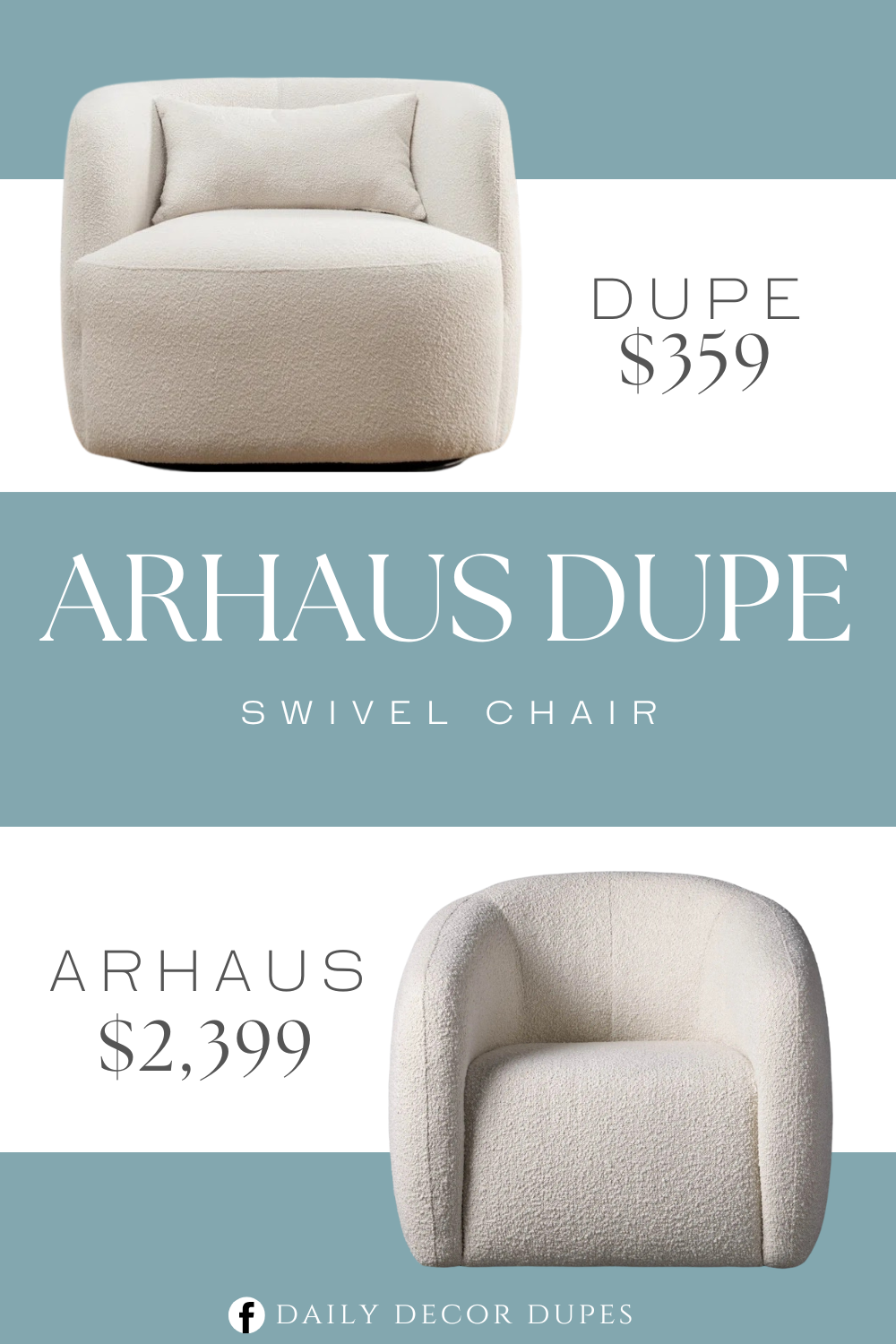 Arhaus Fresno Swivel Chair Dupe. It features a round base and recessed arms, providing a 360° swivel that lets you change your sitting position without moving the base.