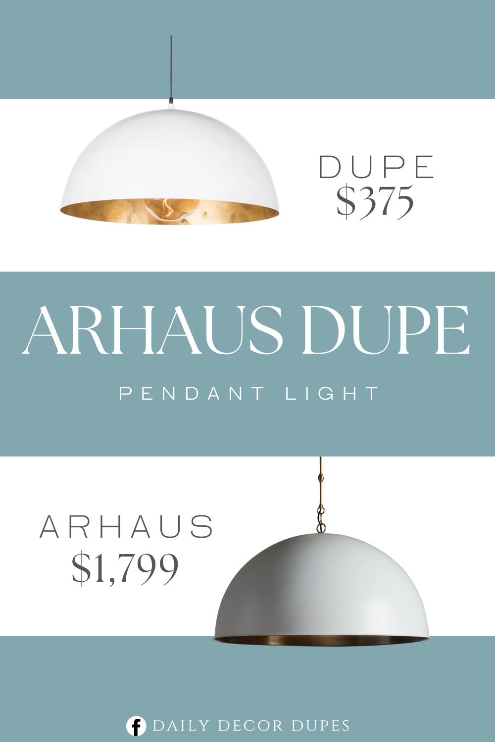 Arhaus Watley Dome Pendant Light Dupe. Featuring a gold-leafed finish on the shade’s interior, this gives the room a warm glow and a sophisticated pop of contrast.