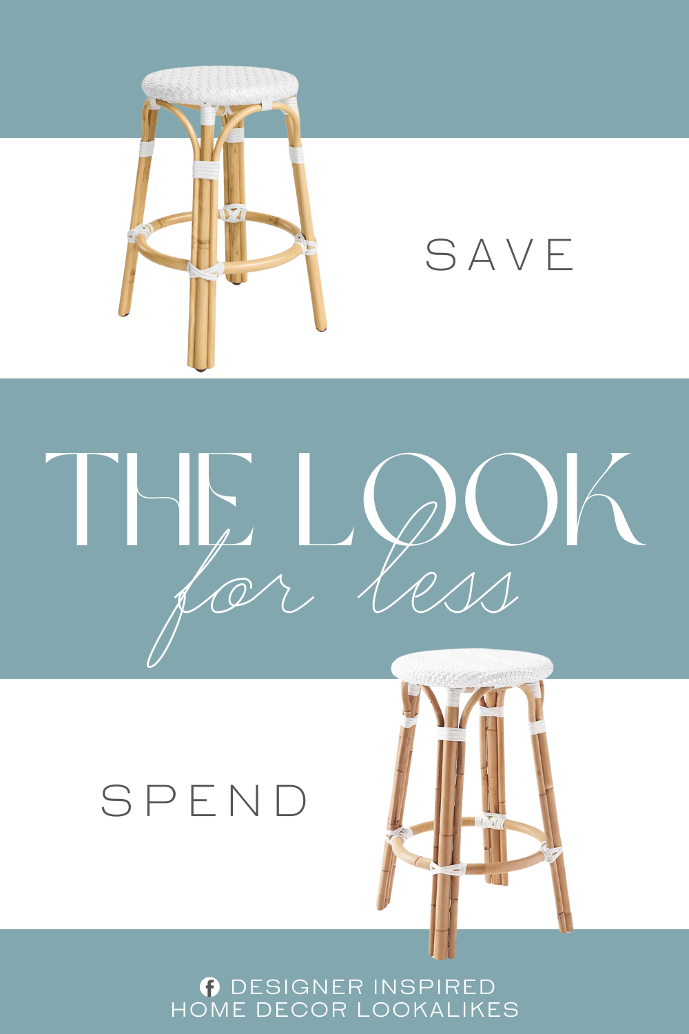 Serena & Lily Riviera Rattan Backless Counter Stool Dupe. Handcrafted rattan frame construction with a woven polyethylene seat and trim in a broad choice of colors.