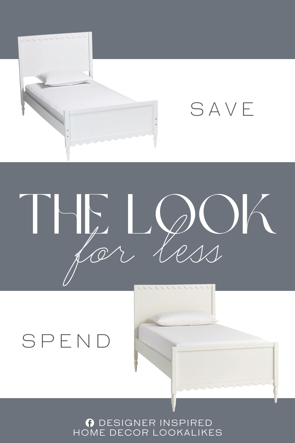 Pottery Barn Kids Penny Bed Dupe. this contemporary piece is crafted from sturdy wood. Scalloped detailing creates an enchanting display that appeals to modern style while accentuating the crisp silhouette of the piece.