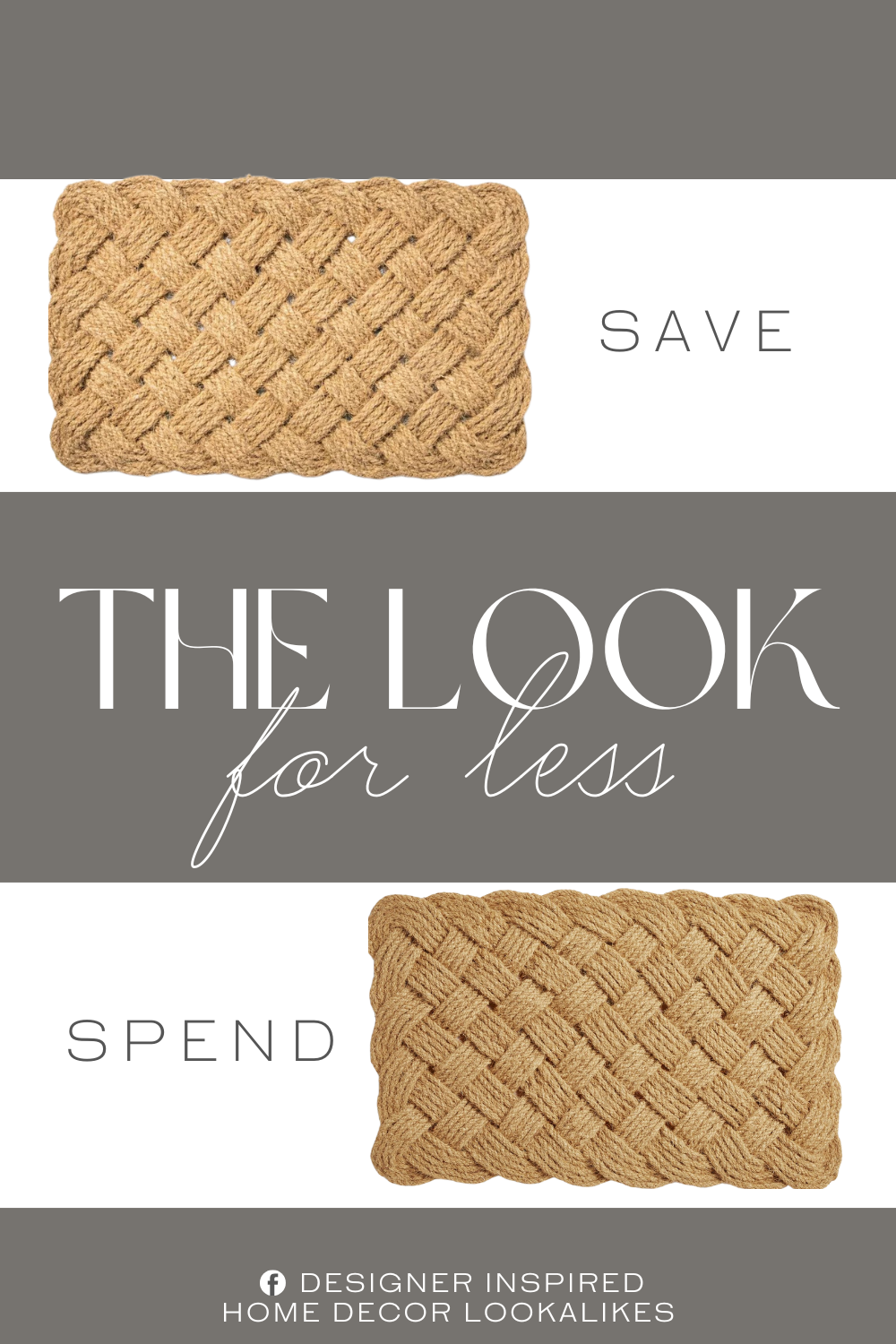 Rejuvenation Handwoven Lovers Knot Doormat Dupe. Featuring a neatly woven construction for a charming look, this rectangular doormat looks great anywhere from your entryway to your patio, creating a friendly vibe in your space.