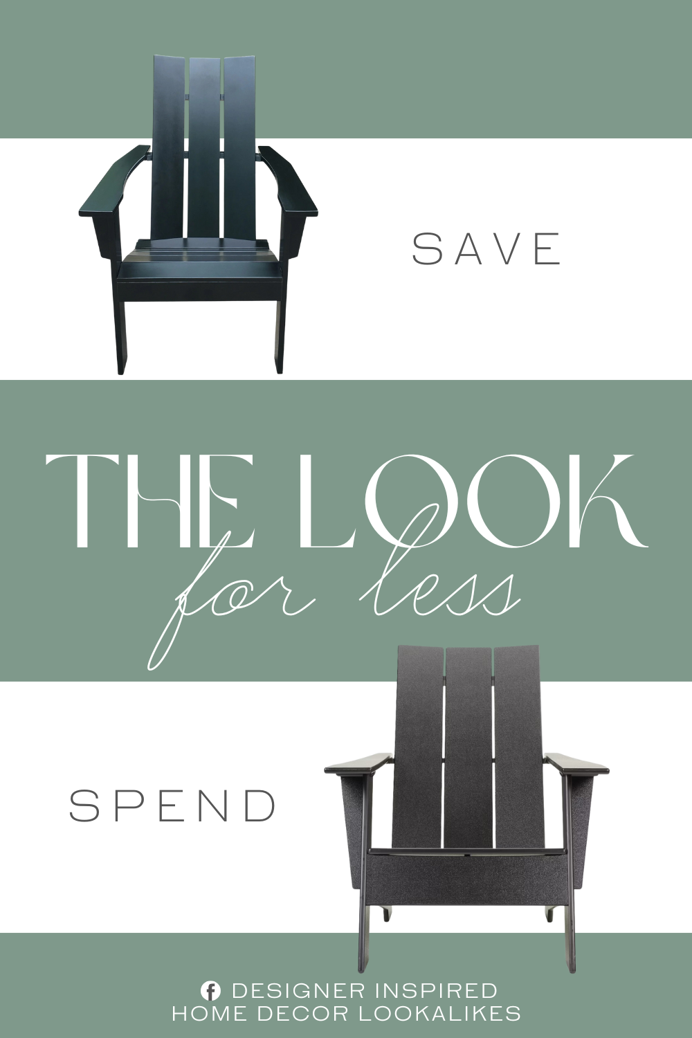Design within Reach Adirondack Outdoor Lounge Chair Dupe. Wood Outdoor Modern Adirondack Chair, Black Color. Solid FSC certified Acacia wood, with weather resistant finishes