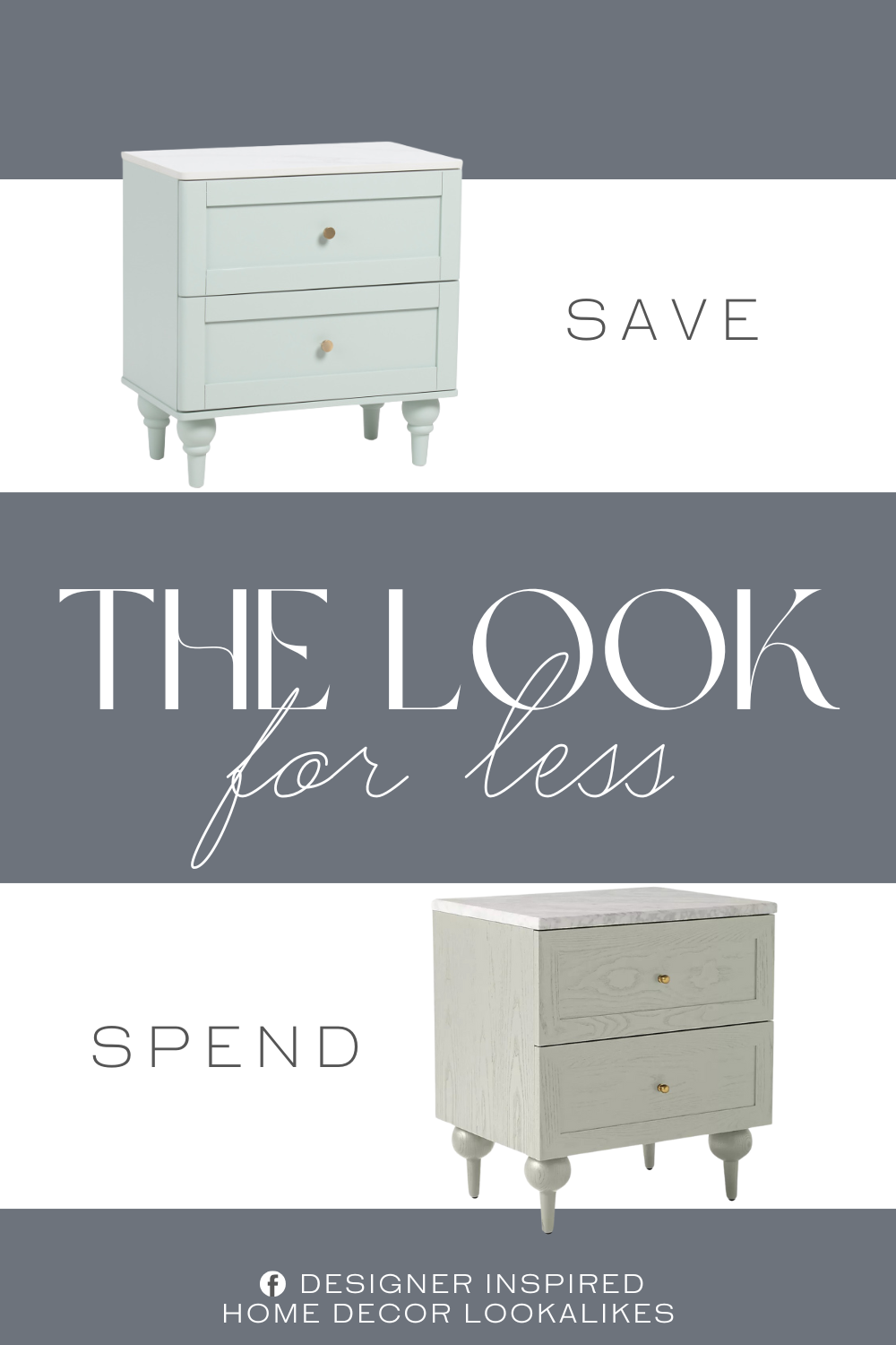 Anthropologie Fern Marble Top Two-Drawer Nightstand Dupe. stone top, 2 drawers for ample storage.