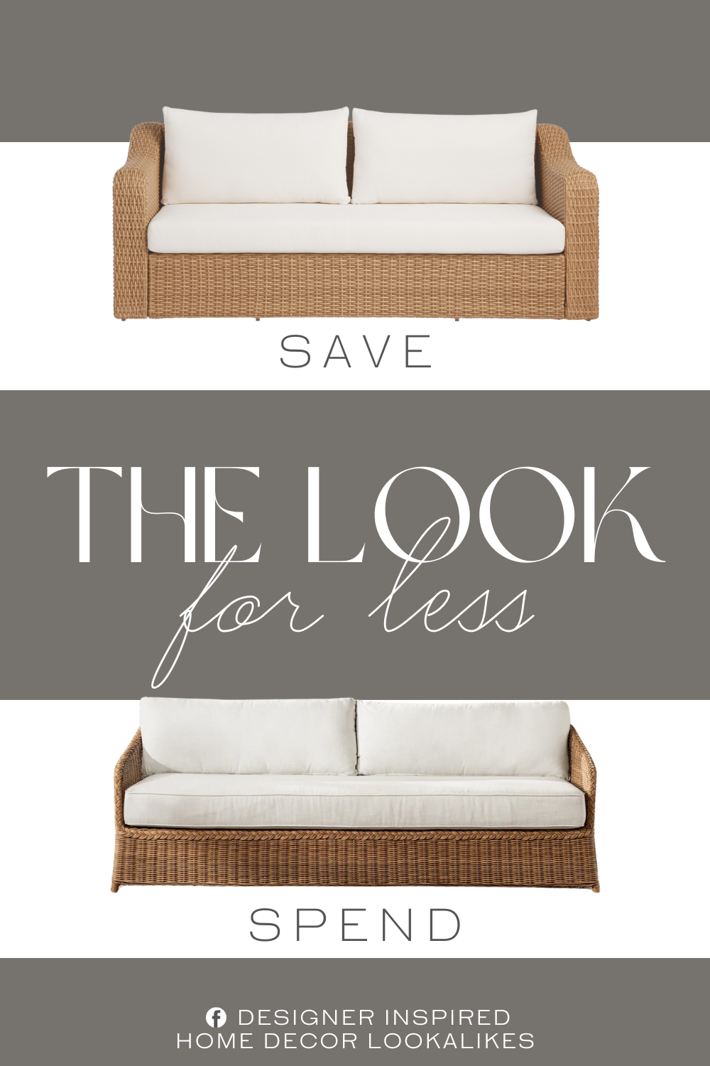McGee & Co Haviland Outdoor Sofa Dupe. Handcrafted of UV-resistant resin wicker with natural finish, a powder-coated steel frame, foam, olefin and polyester cushions.
