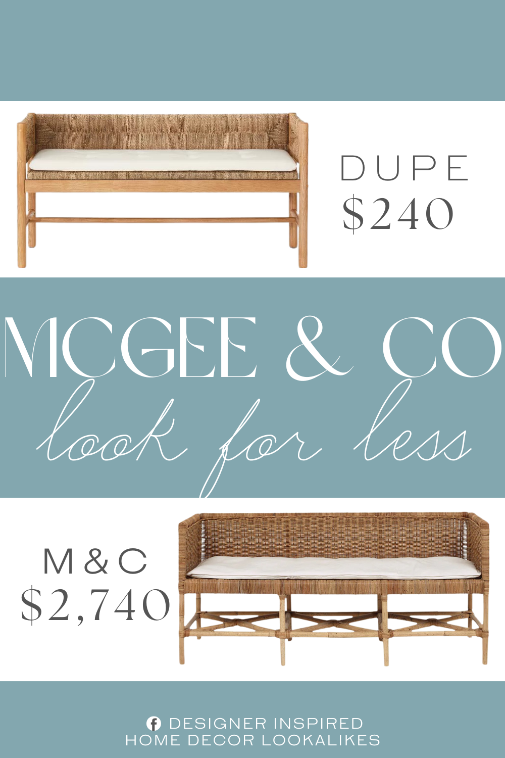 McGee & Co Odelia Bench Dupe. Featuring an ash wooden frame, woven cotton-textile back and loose upholstered seat cushion, this elegant bench makes a great choice for adding to an entryway, living room, dining room and more.