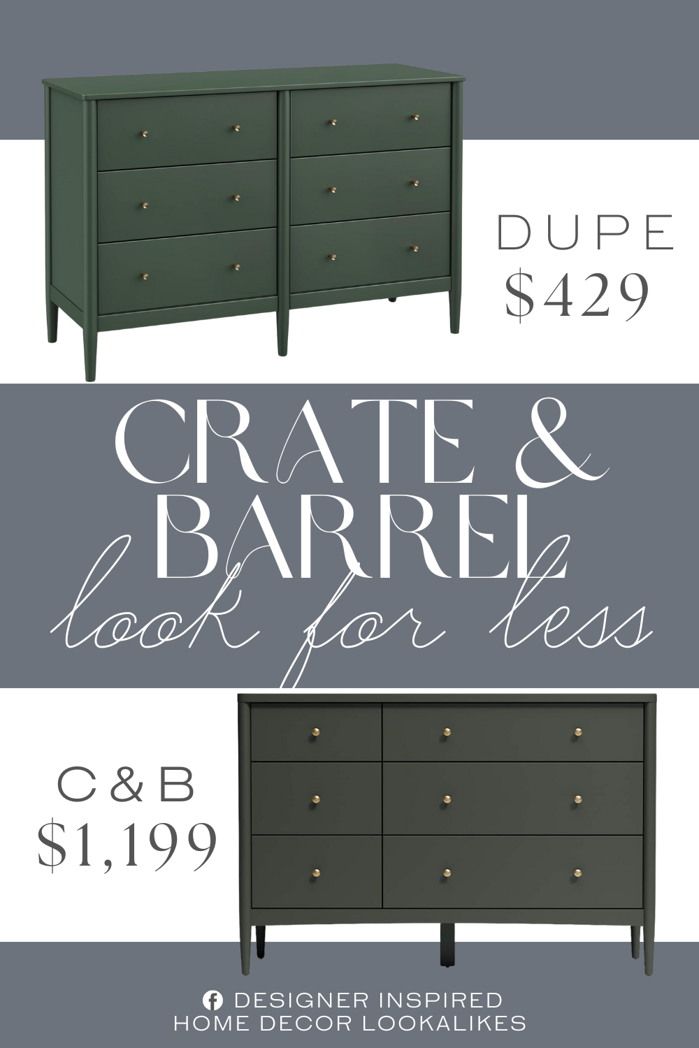 Crate & Barrel Hampshire Olive Green 6-Drawer Kids Dresser Dupe. Made of solid sustainable New Zealand pinewood and TSCA compliant engineered wood.