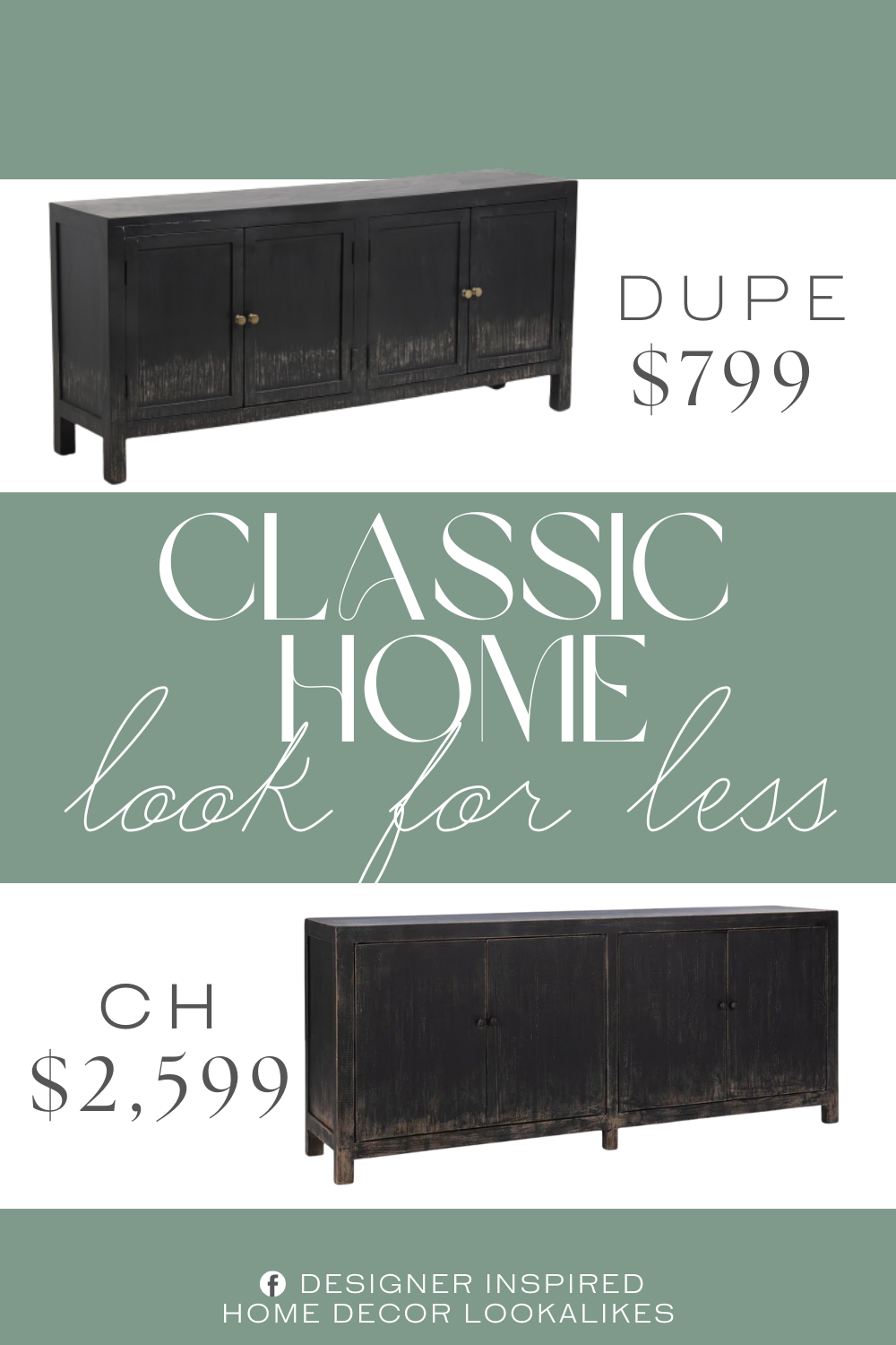 Classic Home Naya Reclaimed Pine Buffet Sideboard Dupe. 4 doors open to spacious cabinet with 4 shelves. painted finish. brass hardware. mango wood.