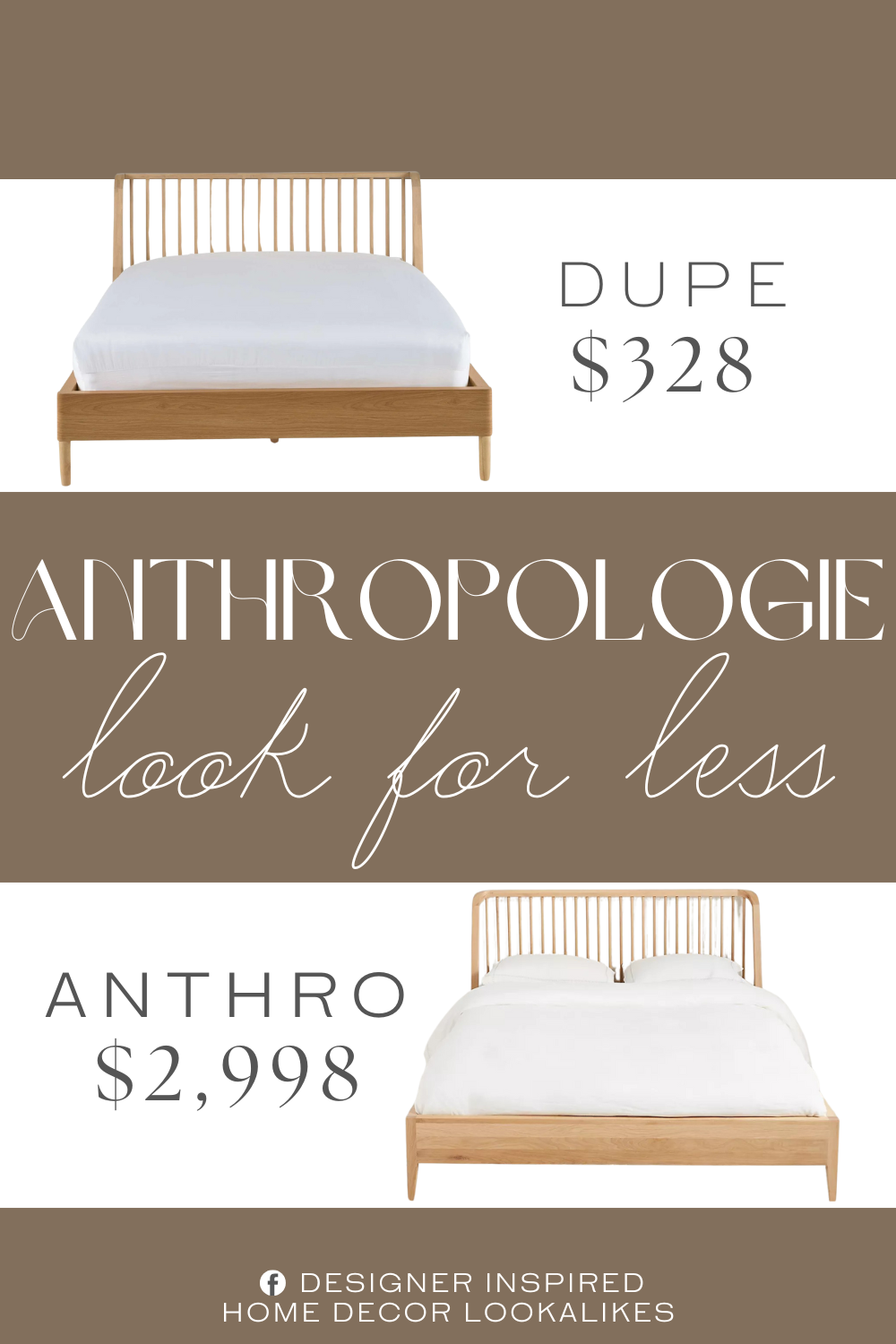 Anthropologie Oak Spindle Bed Dupe. Crafted from solid and engineered wood with a natural pine finish, this durable queen bed brings warmth and elegance to any bedroom decor.
