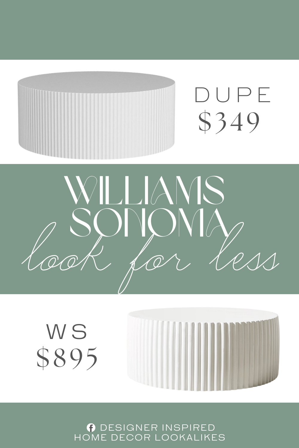 Williams Sonoma Tropea Fluted Round Coffee Table Dupe. This oversize coffee tables adopt MDF material, Multi-step finish process achieves both good looks and superior durability. Embossed design on the side of the coffee table make this table more moder and more luxury.