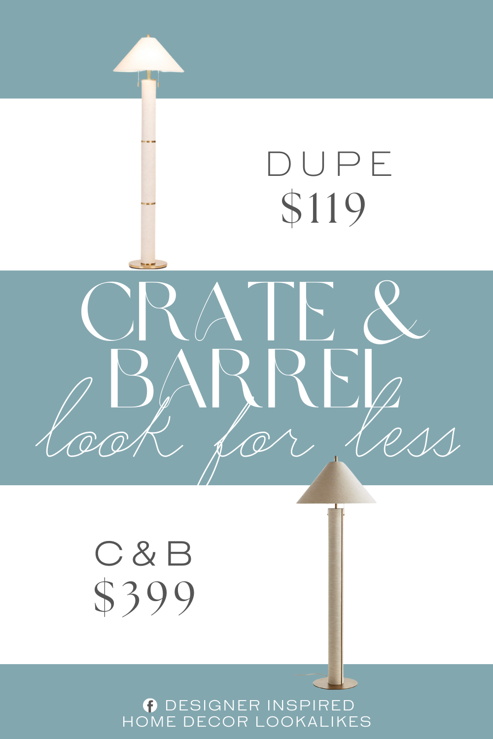Crate & Barrel Remi Natural Linen Floor Lamp Dupe. gold tone hardware, linen wrapped column and lamp shade, dual bulb design, removable lamp shade. pull cord. metal.