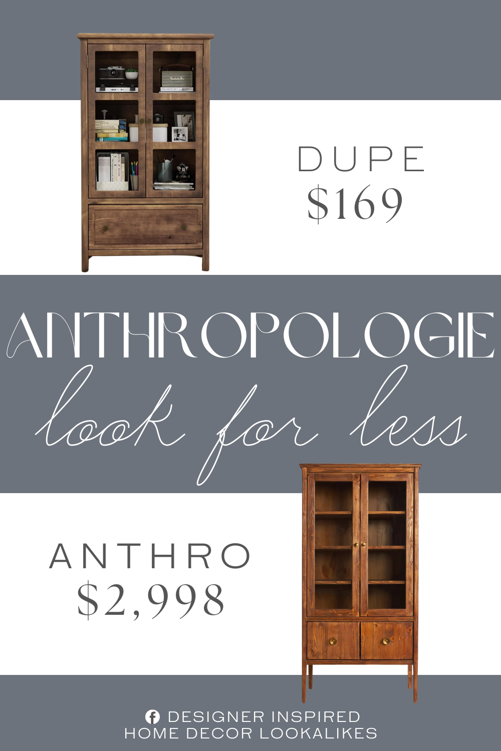 Anthropologie Curio Cabinet Dupe. Crafted from robust tempered glass and solid wood frame for durability, this glass door cabinet is supported by four solid wood legs, ensuring exceptional stability and superior weight-bearing capacity when compared to particleboard.