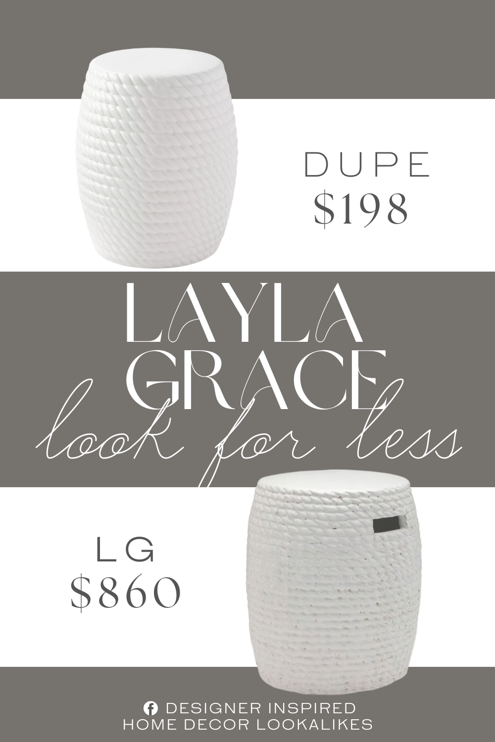 Layla Grace Adrian Stool Dupe. Cast ceramic, cobbled and glazed. A textured table, for a drink or a vase.