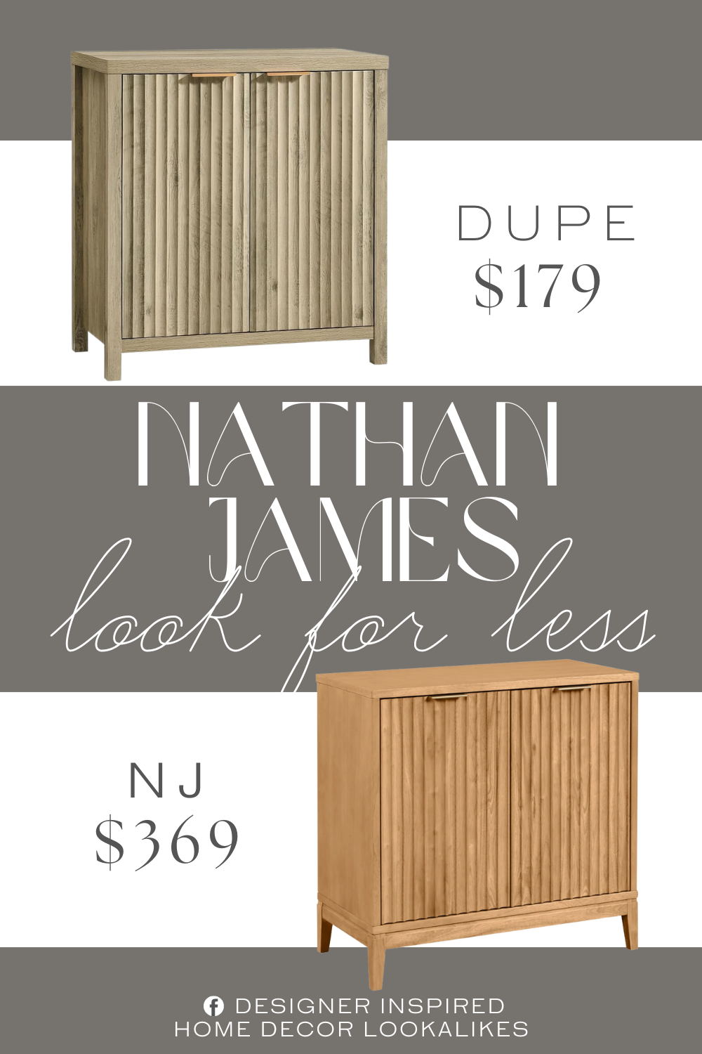Nathan Jane Mid-Century Wood Fluted Storage Cabinet Dupe. The fluted design features long and vertical indentations carved into the surface of the storage cabinet. Exterior Grade MDF Board Material. Rectangular Shape. 2 Doors.