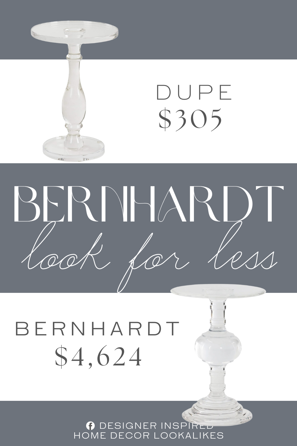 Bernhardt Aubrey End Table Dupe. Imported high level clear acrylic,Conveys artisan skill and quality craftsmanship to this classical end tables with great design.
