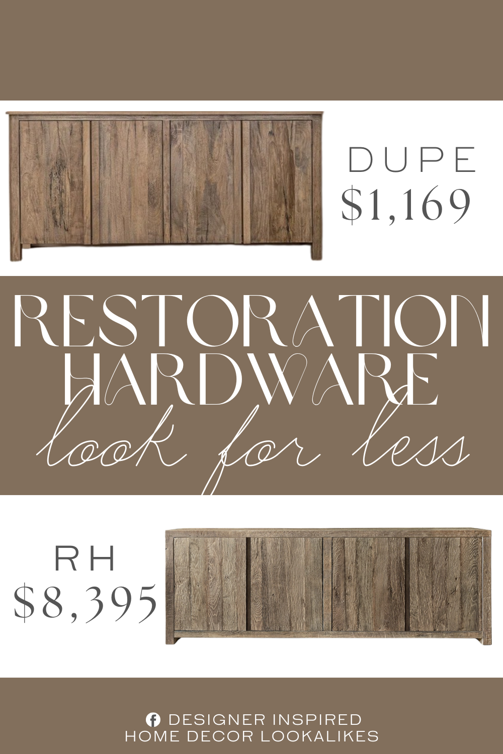 Restoration Hardware Reclaimed 4-Door Media Console Dupe. Crafted from sustainable mango wood in a soothing brown finish, this minimalist collection is distinguished by clean lines and soft, rounded edges.