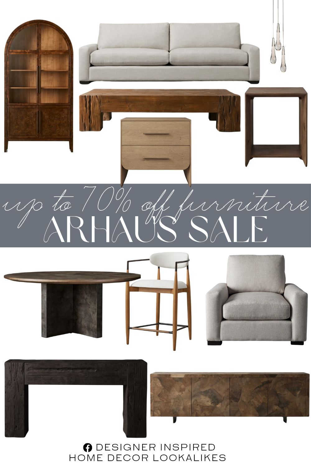 Arhaus Memorial Day Furniture Sale.Soltaire Cluster Pendant. Remington Chair. Felton Closed Nightstand. Felton End Table. Ubud Coffee Table. Remington Sofa. Polanco Round Dining Table. Ubud Console. Hattie Burl Glass Cabinet. Polanco Sideboard. Jagger Stool.