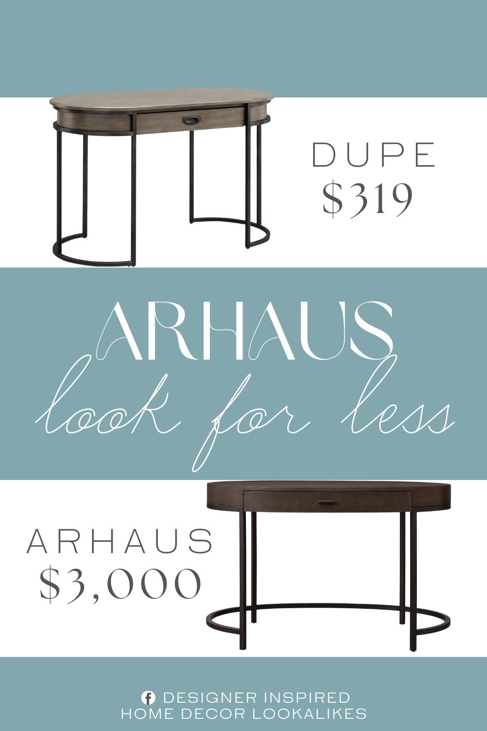 Arhaus Malone Writing Desk Dupe. Mixed metal and wood construction.