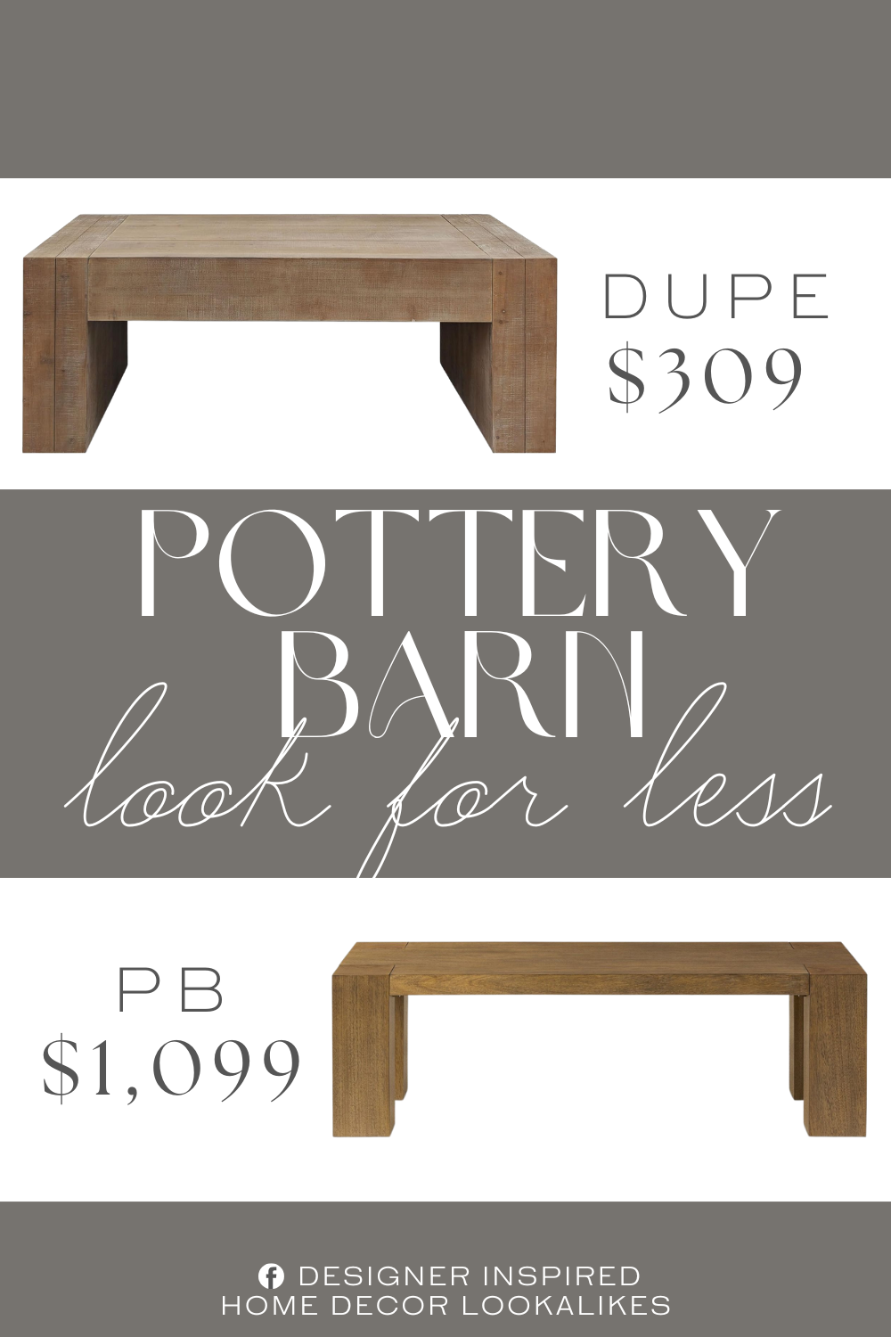 Pottery Barn Kaden Rectangular Coffee Table Dupe. Wood Frame Material. Rectangular Shape. Wood Coffee Table.