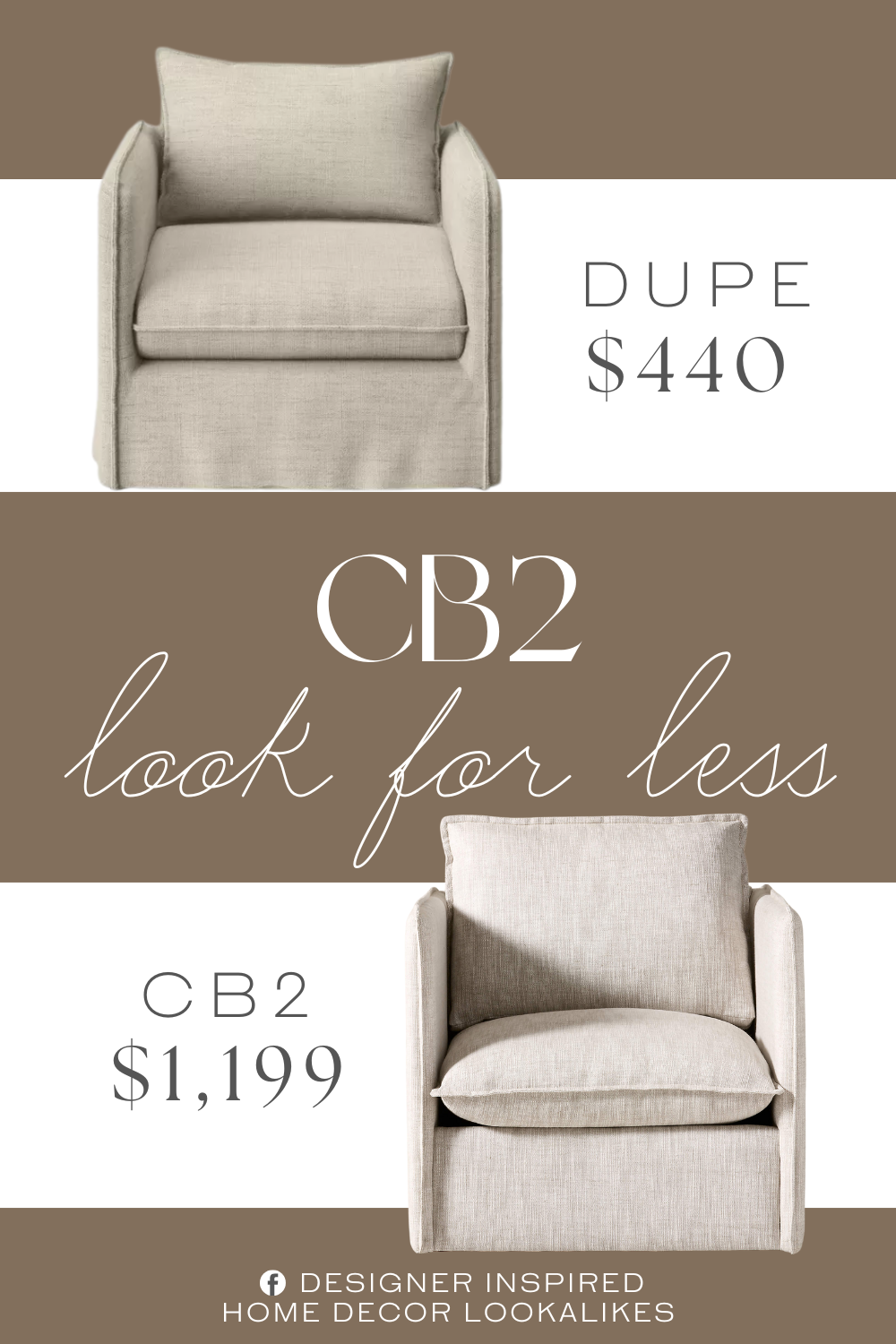 CB2 Corroy Natural Linen Swivel Chair Dupe. Upholstered accent chair. Textured linen fabric.