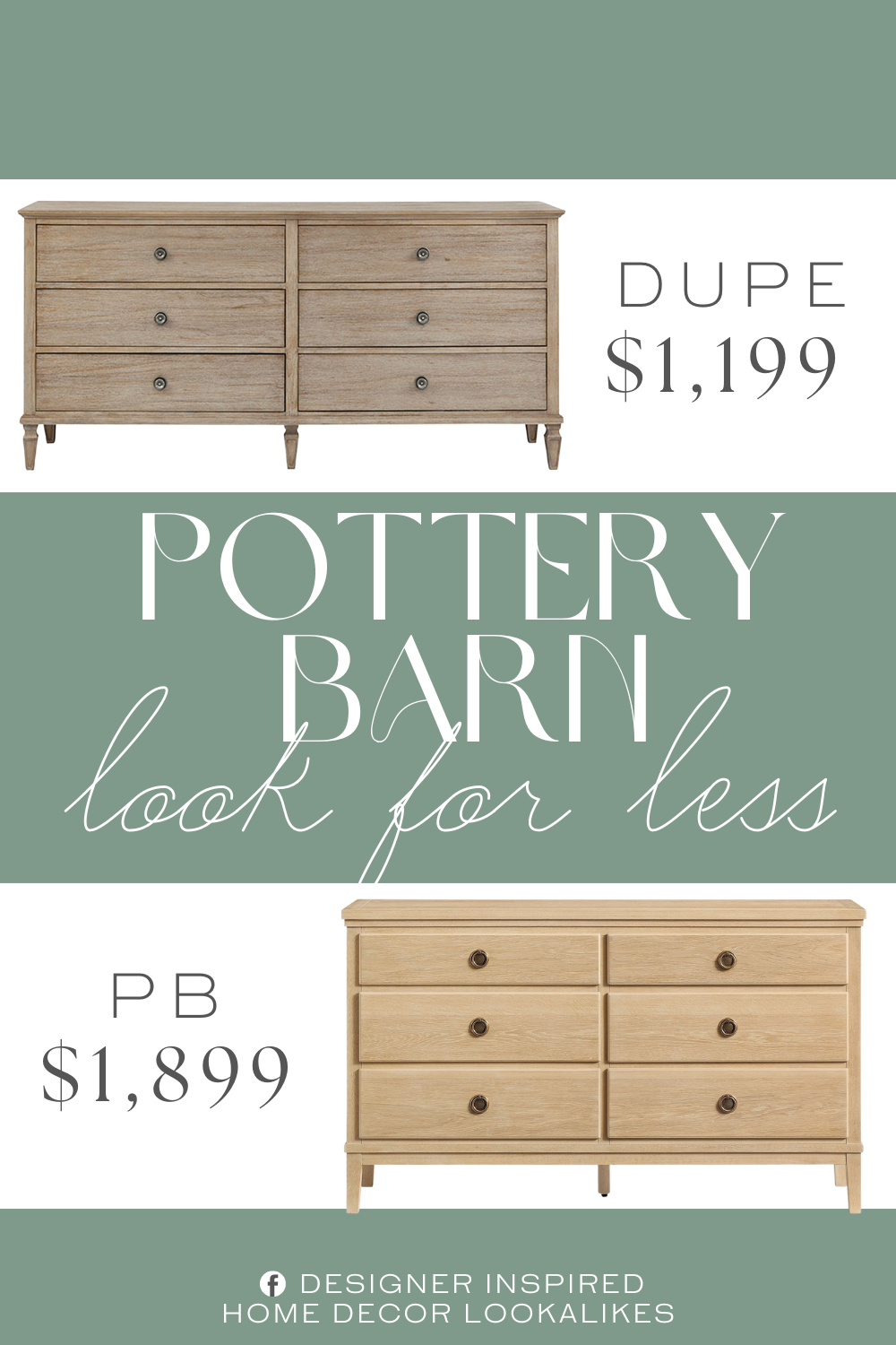 Pottery Barn Carolina 6-Drawer Dresser Dupe. Made of rubber wood, acacia veneer and engineered woods with wire-brush distressing and light natural finish and metal with antique-silver finish. 6 drawers