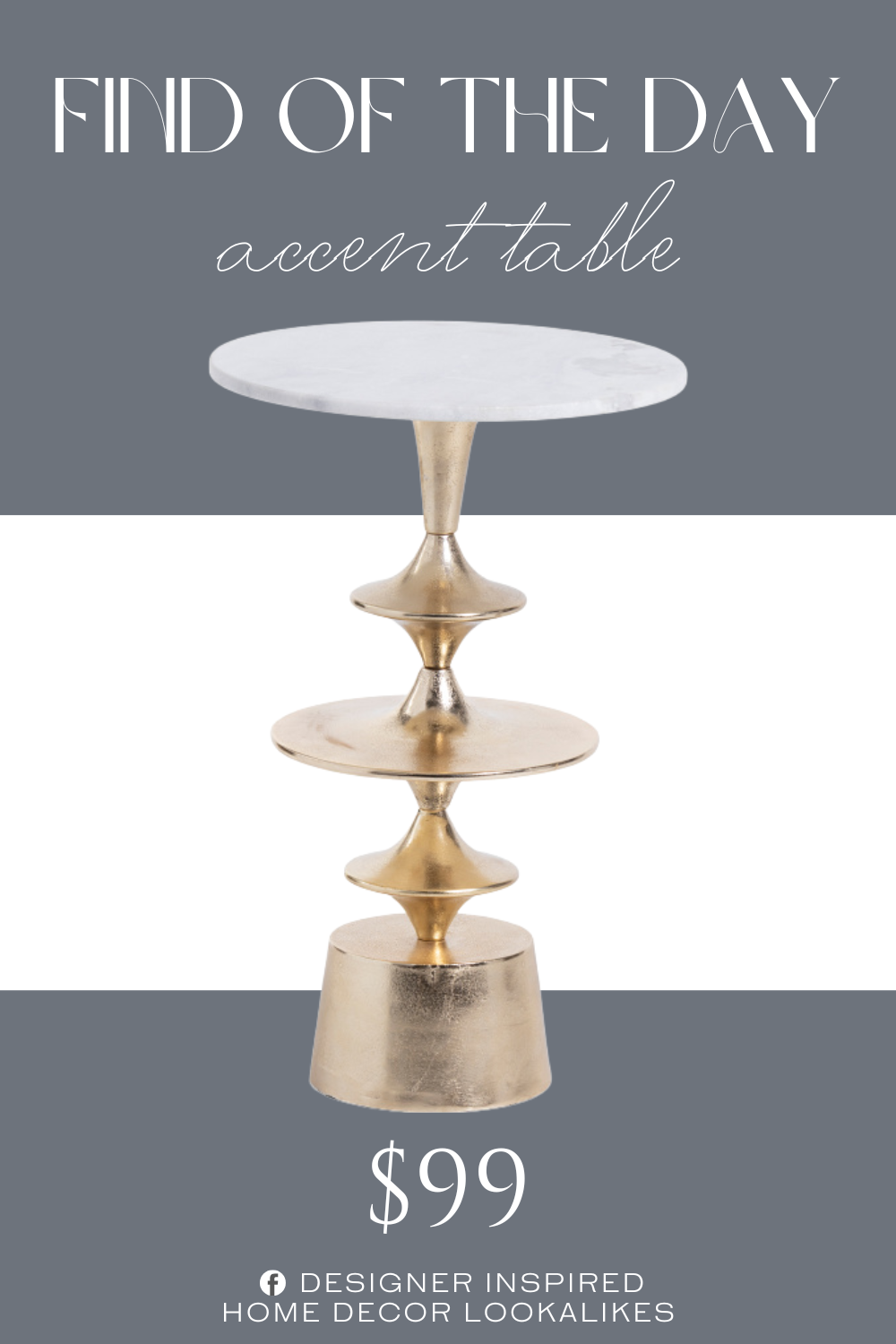 Find of the Day Marble Top Accent Table. marble/metal. marble top, metallic base.