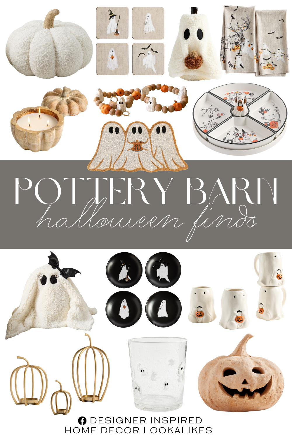 Pottery Barn Halloween Finds 2025. Handcrafted Pumpkin & Ghost Garland. Scary Squad Cotton Tea Towels. Cozy Pumpkin Pillow. Scary Squad Stoneware Appetizer Plates - Mixed Set of 4. Scary Squad Coasters - Mixed Set of 4. Halloween Mug Collection. Handmade Terracotta Jack O' Lantern. Handcrafted Fallon Pumpkin Candle Holder. Gus The Ghost Figural Doormat. Halloween Wine Bag Collection. Ms. Gus the Ghost Pillow. Wooden Pumpkin Candle - Pumpkin Pie. Doug & Friends Stoneware Lazy Susan. Ghost Icon Ice Bucket.
