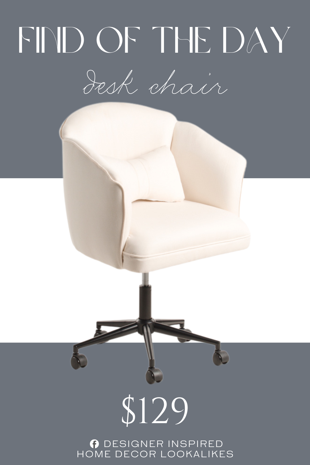 Find of the Day Swivel And Adjustable Desk Chair With Bow Pillow. 360 degree swivel, adjustable hydraulic lift, cushioned seat and back, curved back, includes 1 pillow. filled with polyurethane foam.