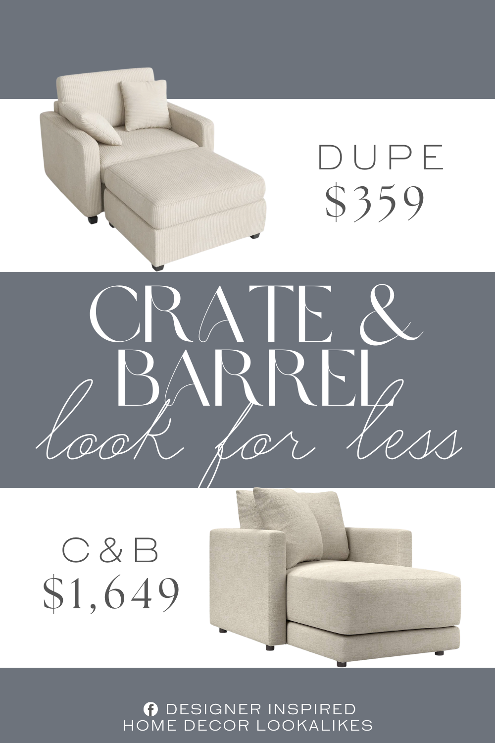 Crate & Barrel Gather Chaise Dupe. The double square arms add emphasis to the lengthy structure while adjustable head/lumber support plus toss pillows provide extra comfort to the back.