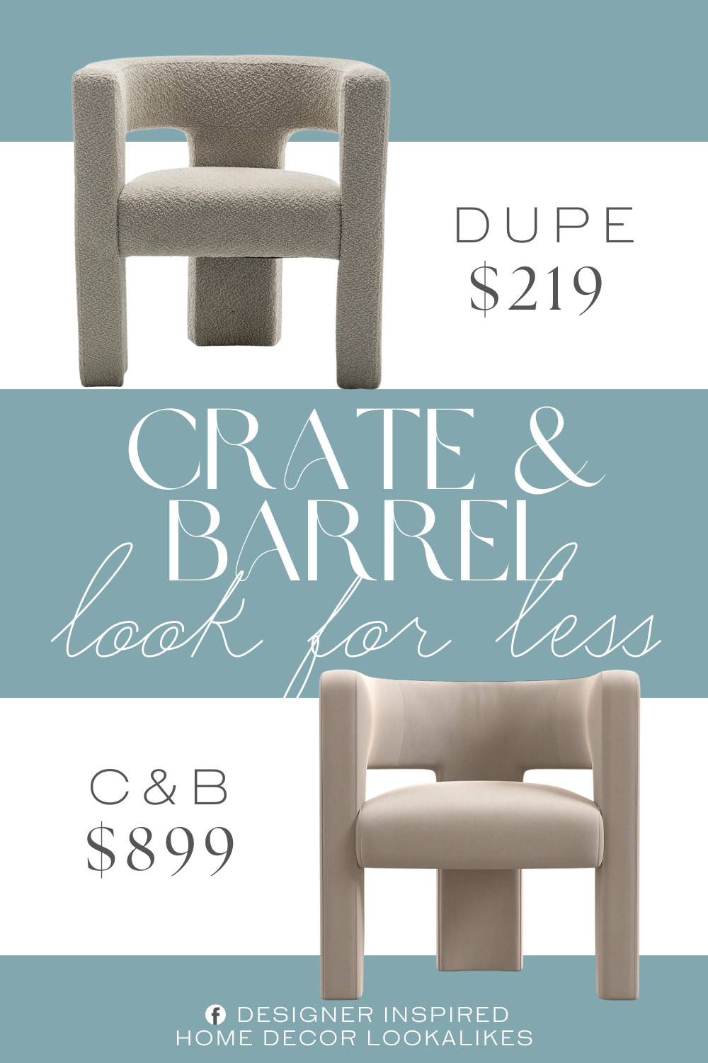 Crate & Barrel Sculpt Warm Beige Velvet Accent Chair Dupe. The chair's frame is made from a combination of solid pine and engineered wood, and the U-shaped back and arms provide support.