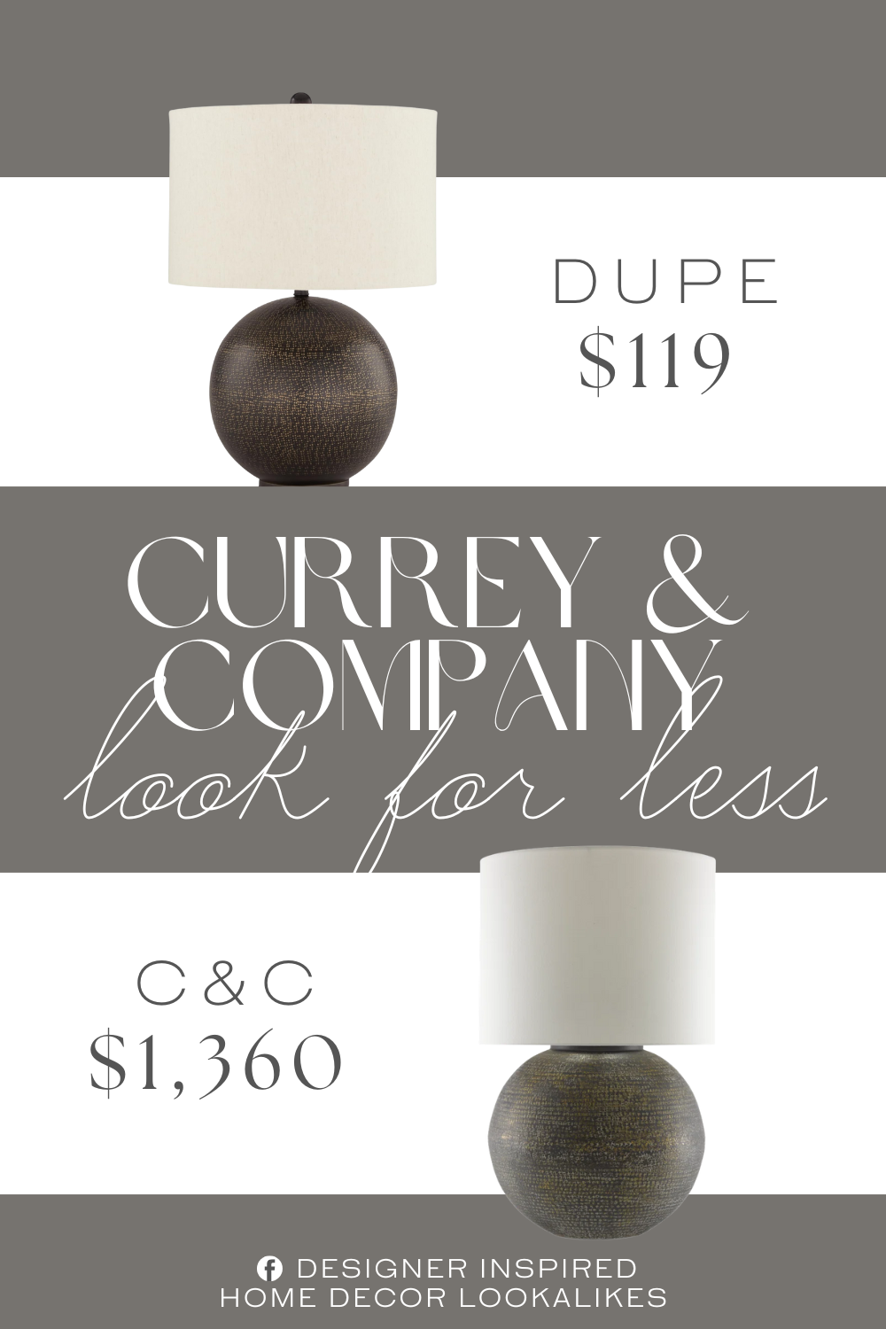 Currey & Company Brigands Table Lamp Dupe. It's made of metal in a black and goldtone finish, with a drum fabric shade. This lighting is a natural fit for a home office, study area, bedside table or bedroom nightstand.