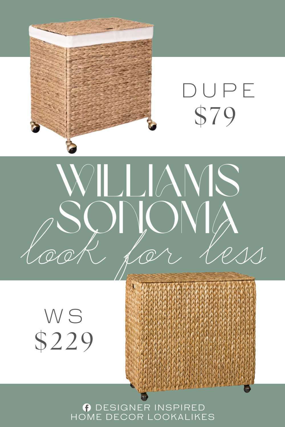 Williams Sonoma Nantucket Woven Double Hamper Dupe. Designed for both style and functionality, this lidded hamper features a unique and natural handwoven water hyacinth over a sturdy metal frame.