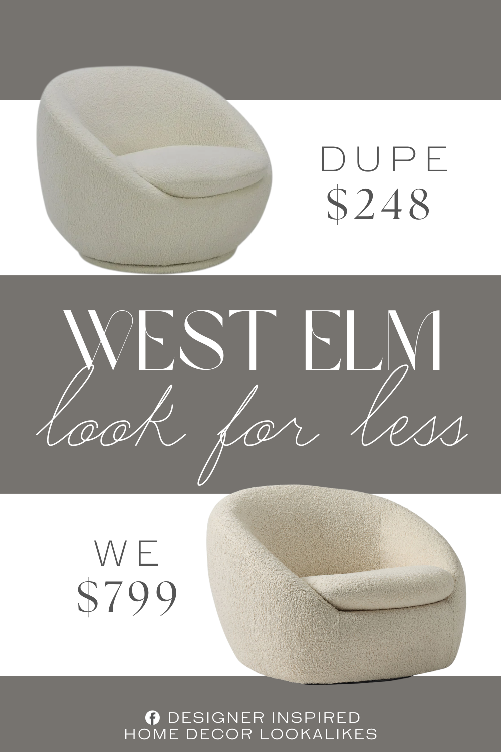 West Elm Cozy Swivel Chair Dupe. The chair is made of faux shearling material and features a sleek, contemporary design. With no assembly required , it is ready to use out of the box.