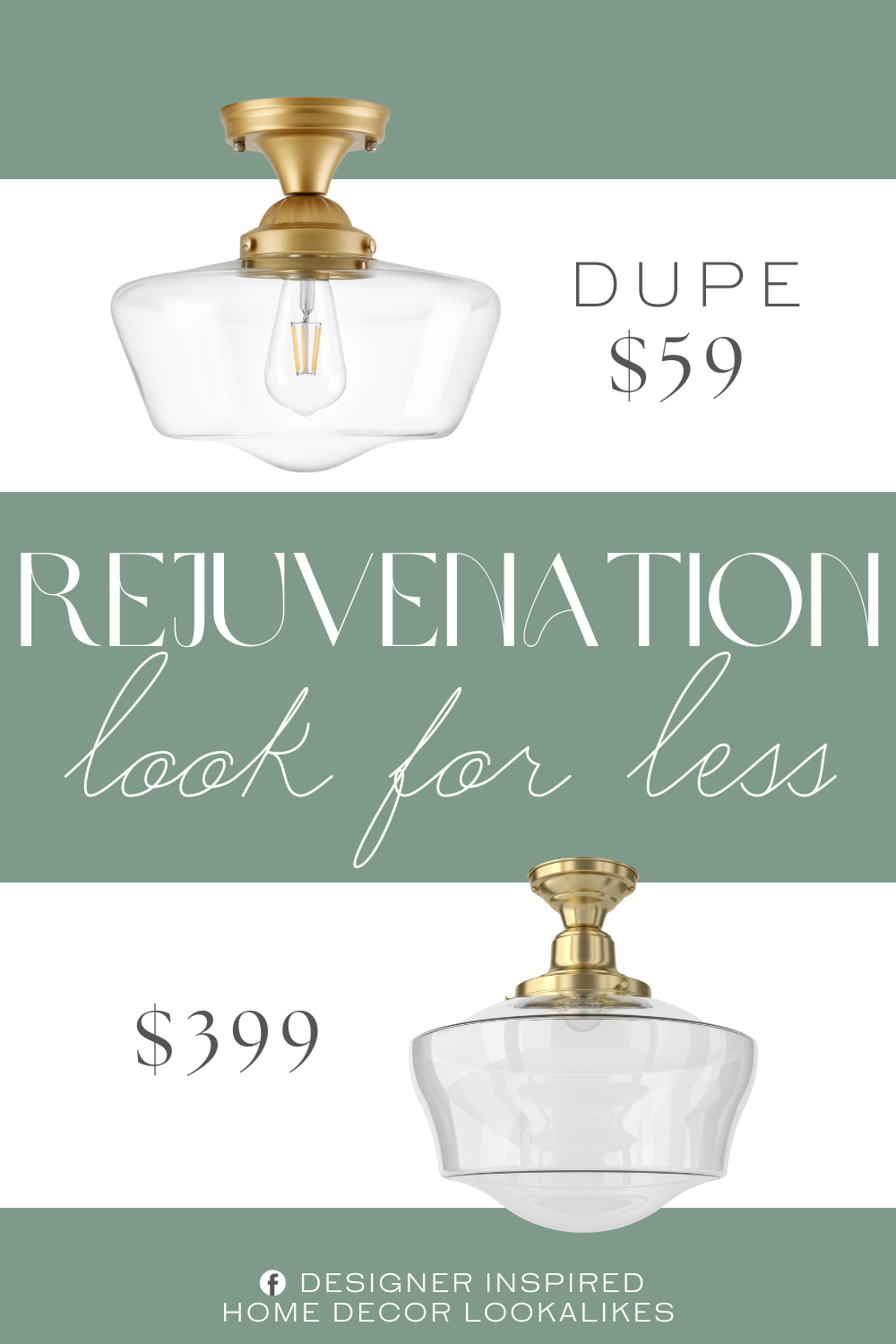 Rejuvenation Hollywood Fitter Semi-Flush Mount Dupe. Classic Schoolhouse style is both elegant and trendy. It will create a perfect vibe while illuminating your room. this light is perfect as bedroom / hallway / entrance /kitchen / dining room / ceiling light
