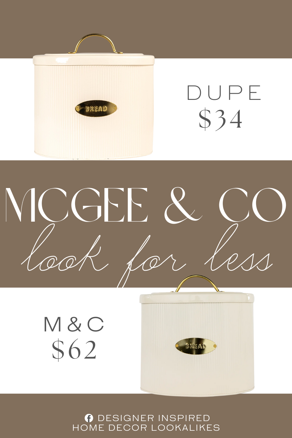 McGee & Co Brass Detailed Metal Bread Box Dupe. "Bread" is embossed in the gold front label. Perfect for the luxurious kitchen décor. Elegant and stylish design.