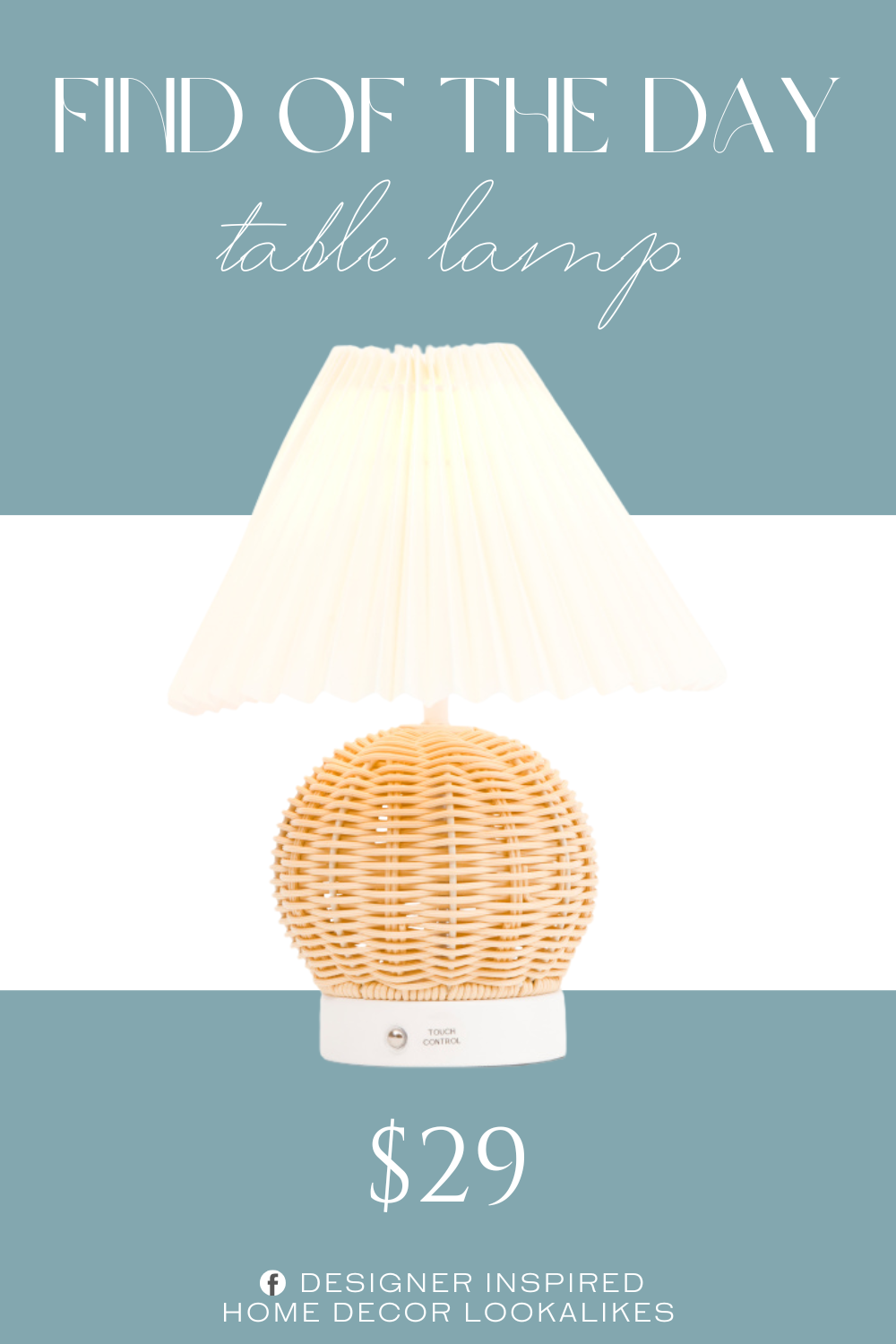 Find of the Day Fluted Shade Woven Base Led Touch Table Lamp. fluted shade, touch control, 3 adjustable light shades, usb cord included, rechargeable, woven design. touch control. LED type. Metal.