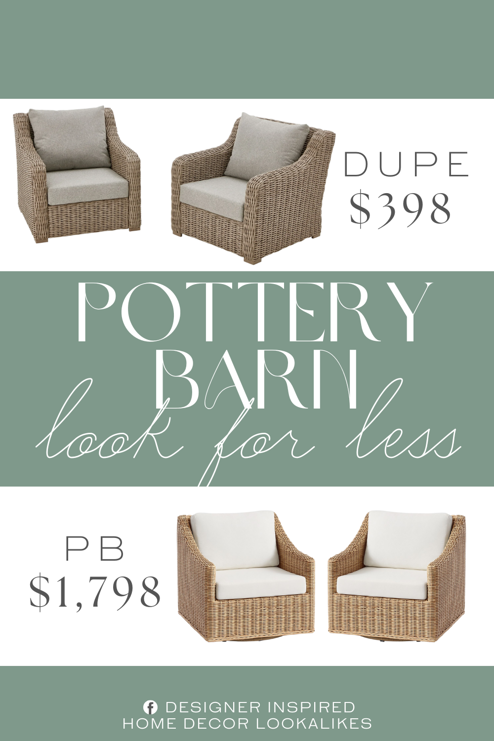 Pottery Barn Huntington Swivel Outdoor Lounge Chair Dupe. Materials & Construction: Handwoven all-weather double wall weave wicker | E-coated and powder-coated steel frame for rust resistance.