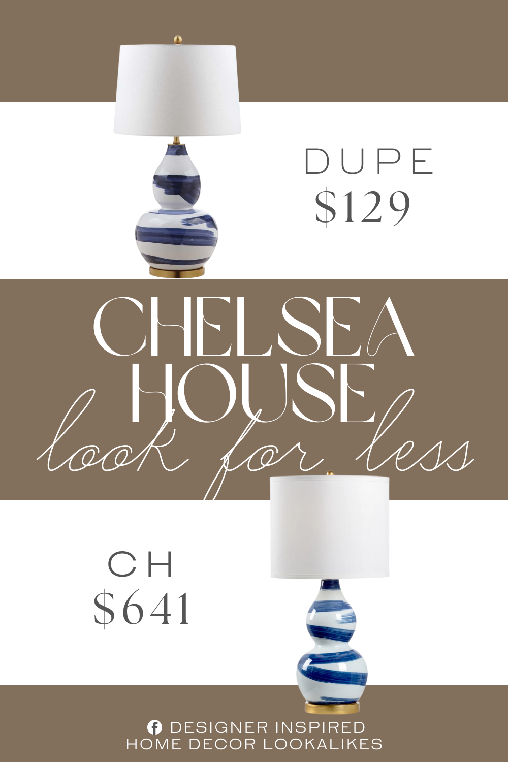 Chelsea House Essex Ceramic Table Lamp Dupe. Crafted of ceramic with a license shade. This blue and white table lamp features a off-white shade.