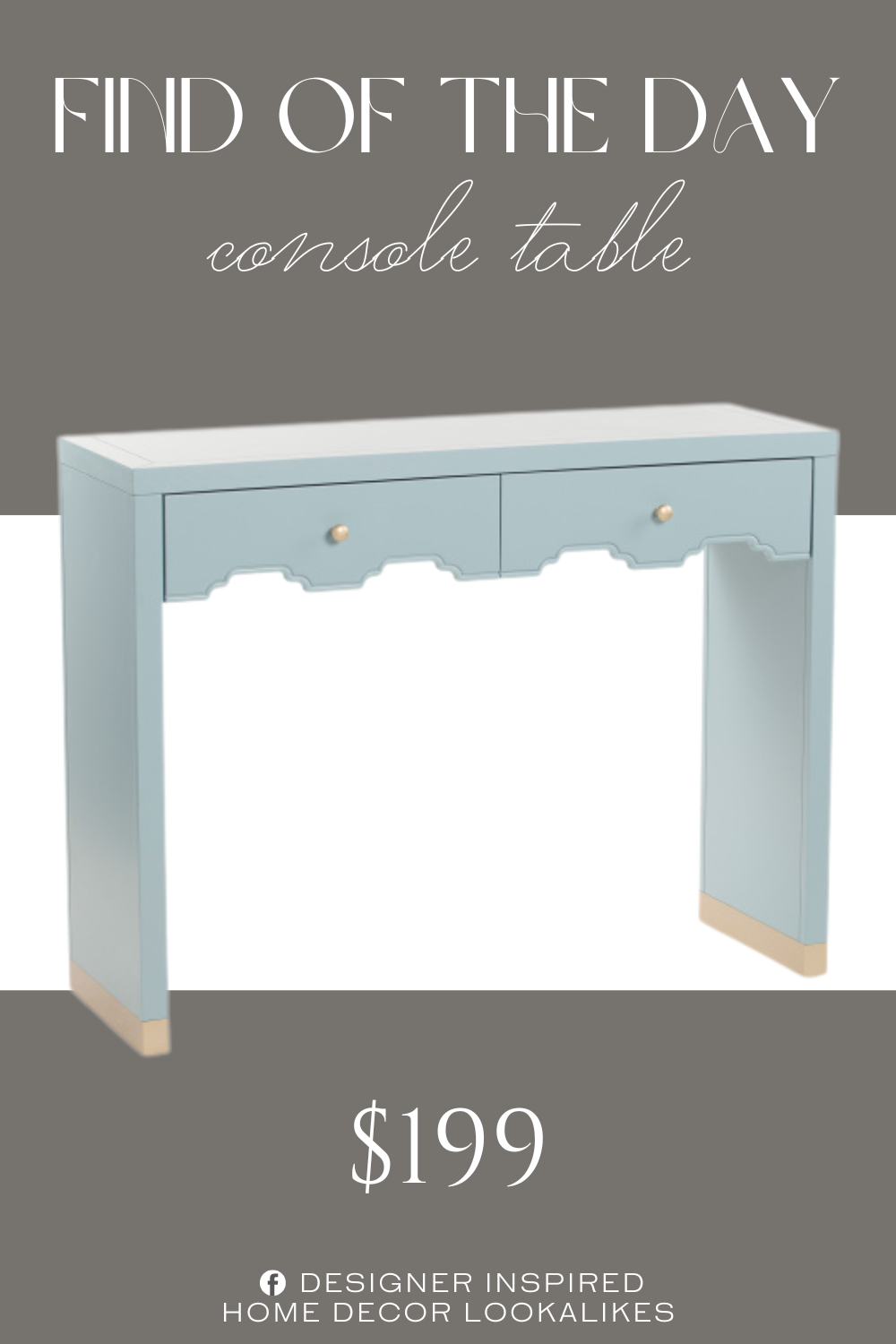 Find of the Day Two Drawer Console Table. 2 drawers for ample storage, can be used as an accent table or a console table. painted finish. gold tone hardware. wood.